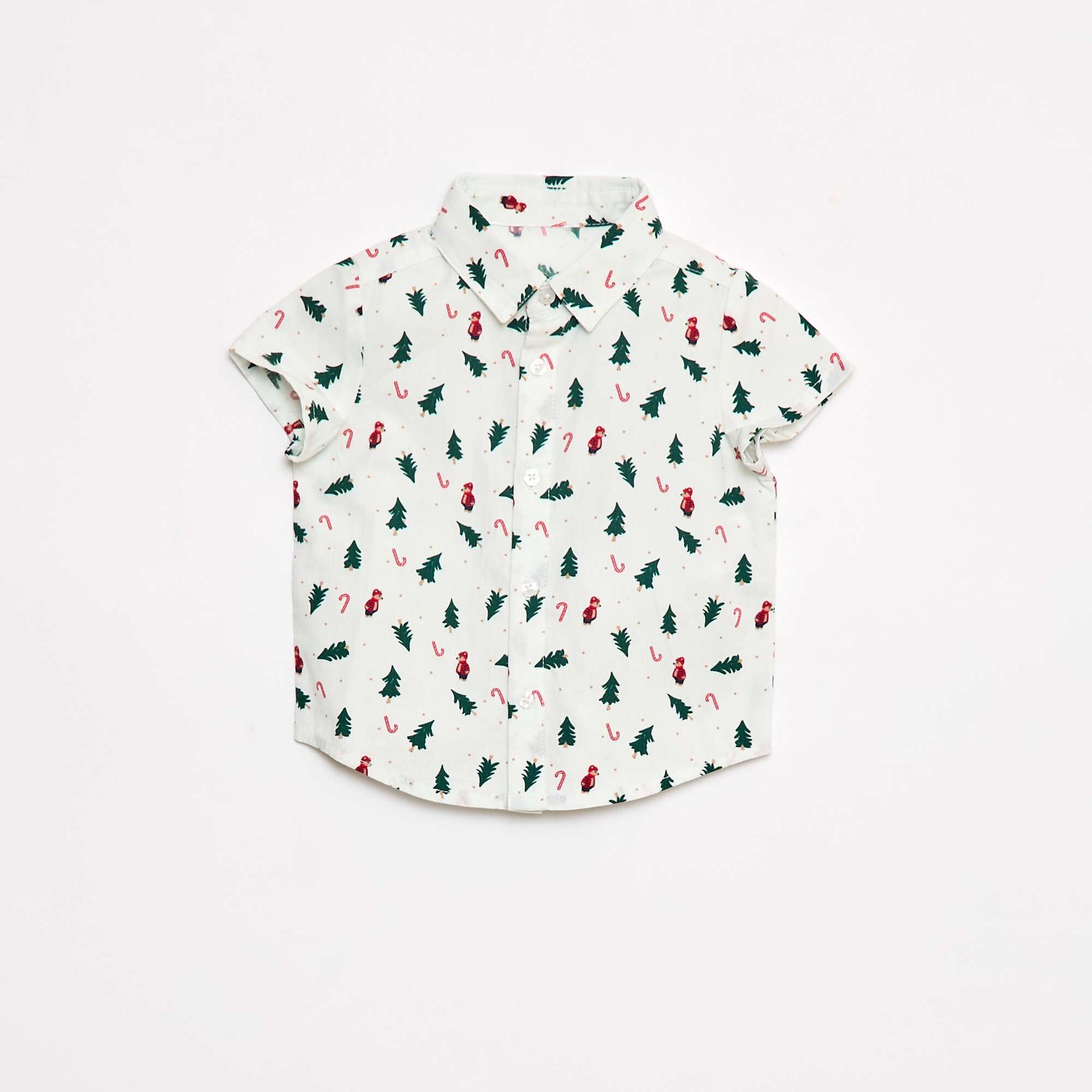 Chemise imprimé all-over 'Noël' en coton BLANC