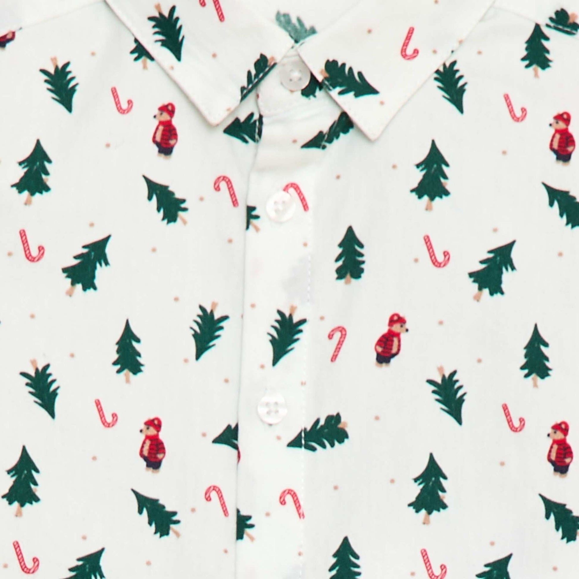Chemise imprimé all-over 'Noël' en coton BLANC