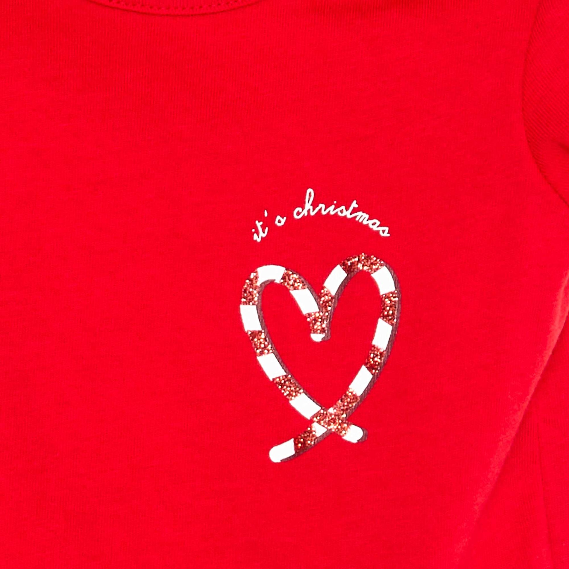 T-shirt imprimé Noël en jersey coton ROUGE