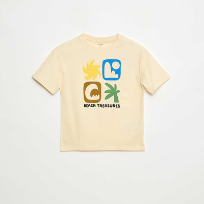T-shirt imprimé à manches courtes BEIGE