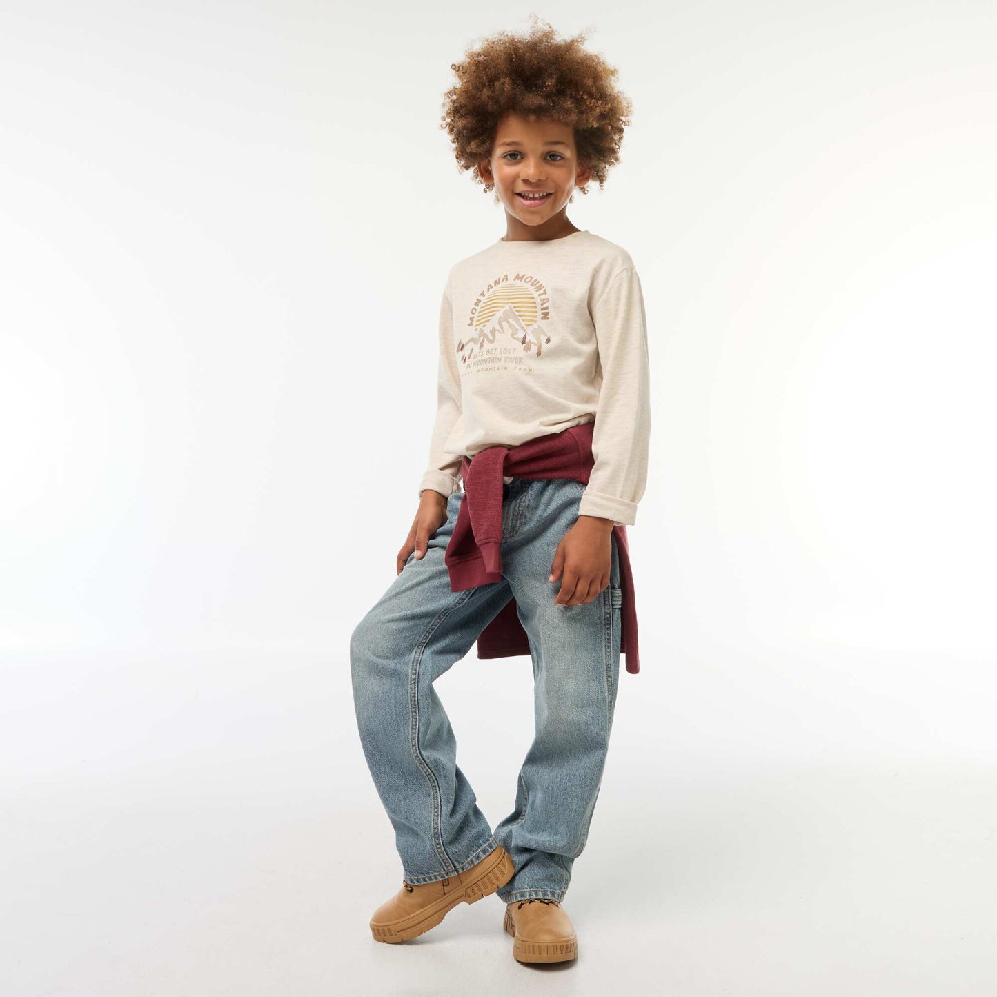 Pantalon denim relaxed fit BLEU