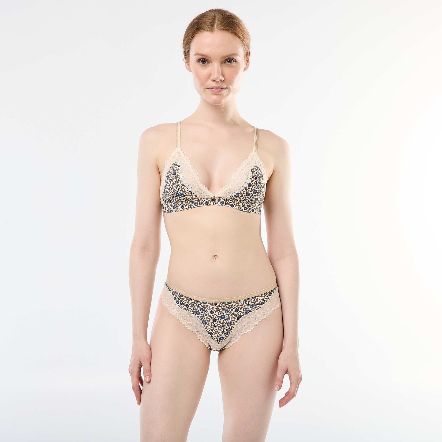 Soutien-gorge triangle imprimé sans armatures BLANC