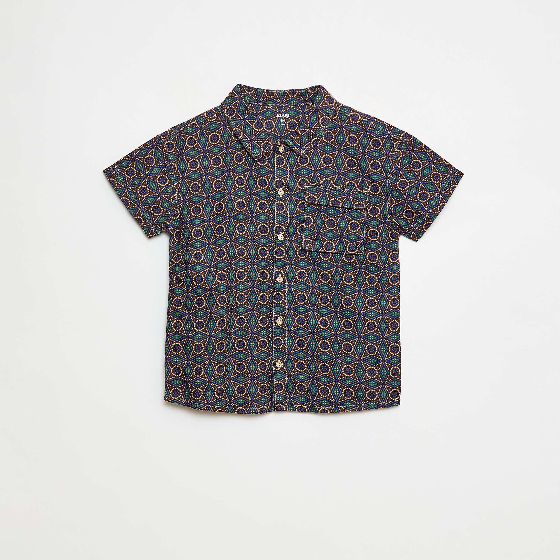 Chemise regular esprit wax en coton MARRON