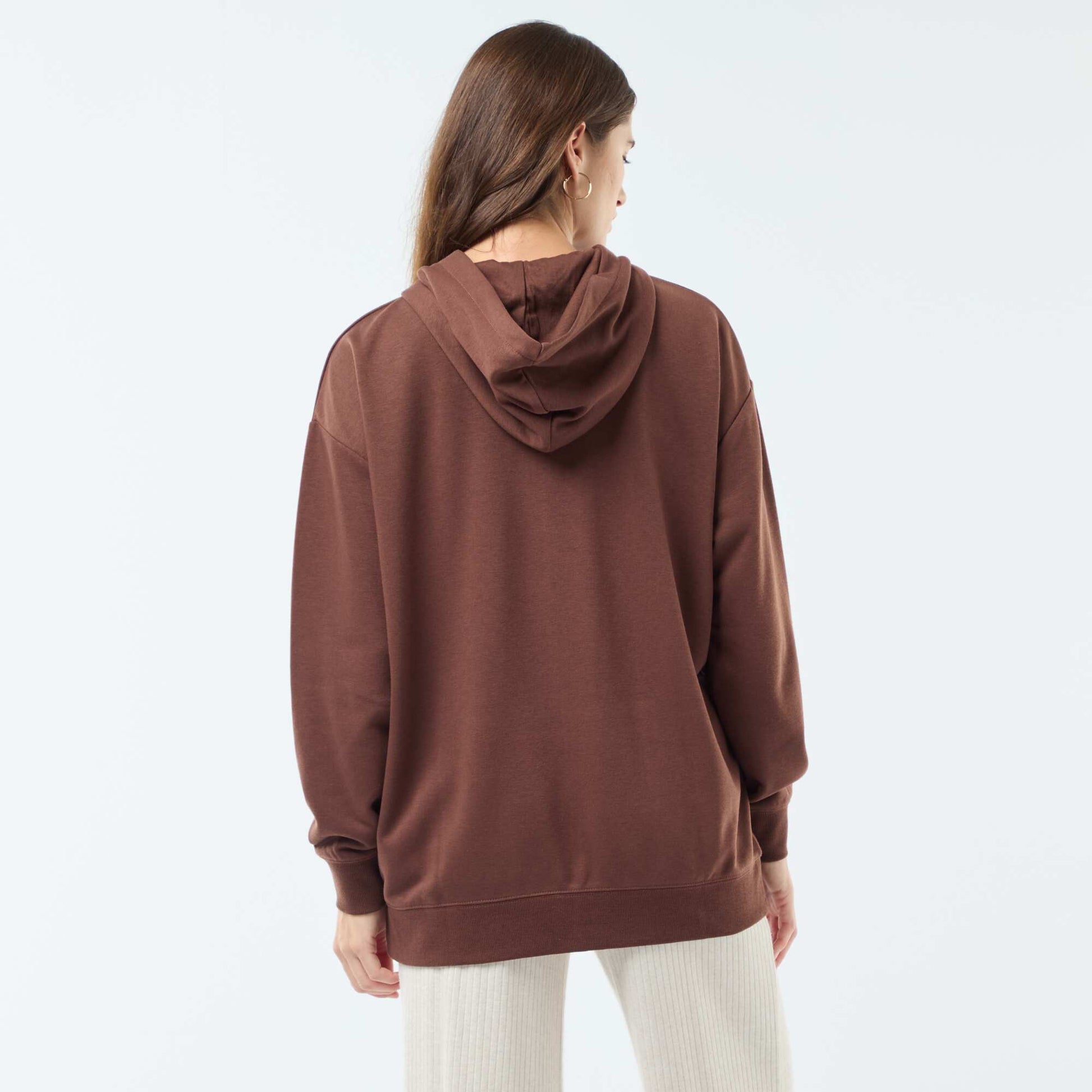 Gilet à capuche uni MARRON