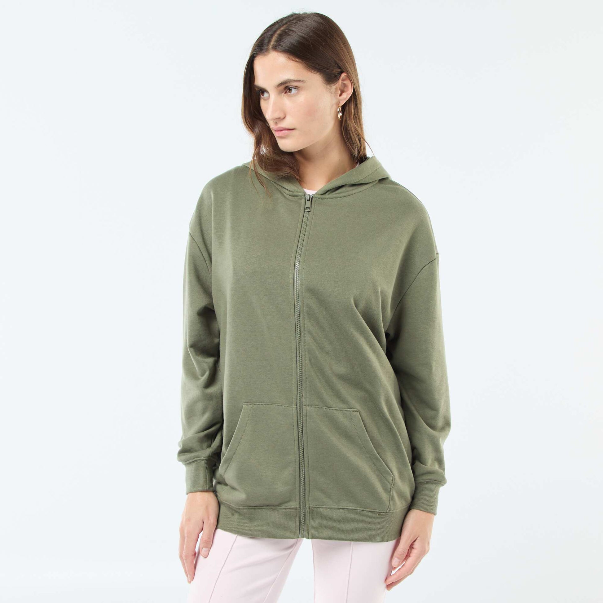 Gilet à capuche uni VERT