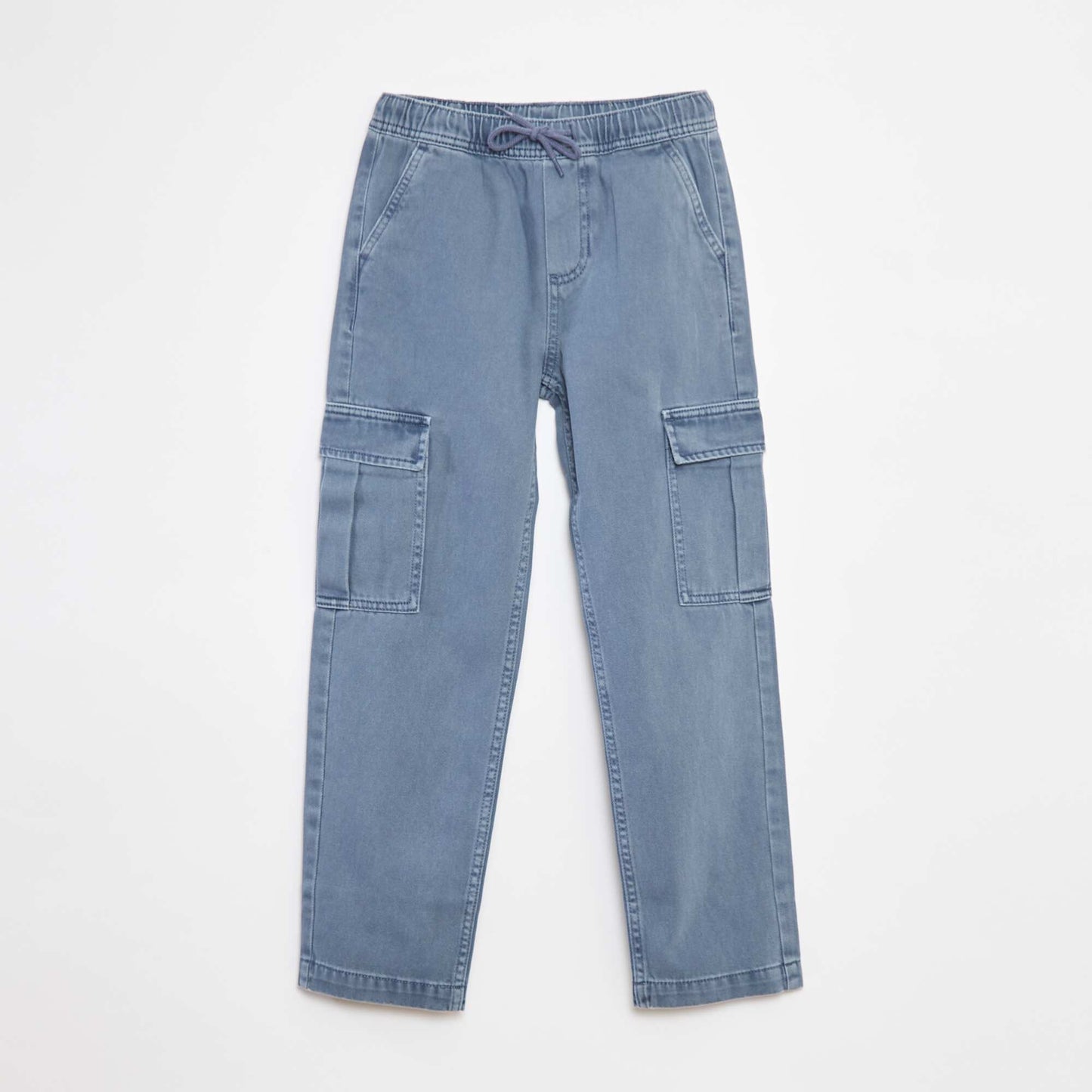 Pantalon multipoches avec ceinture élastiquée BLEU