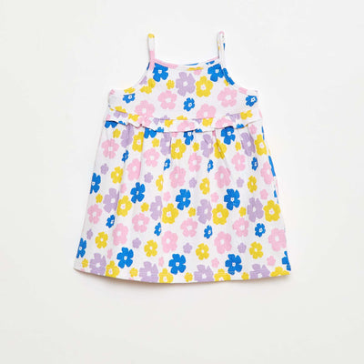 Robe casual à bretelles en coton BLANC
