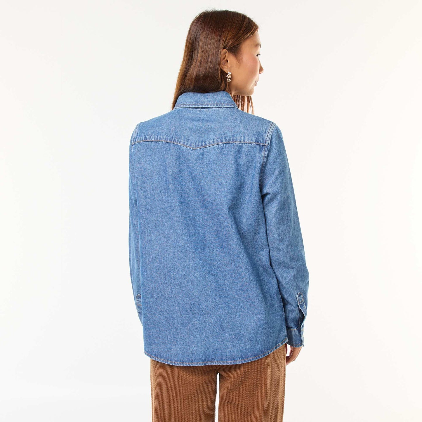 Chemise en jean avec poches à rabat BLEU