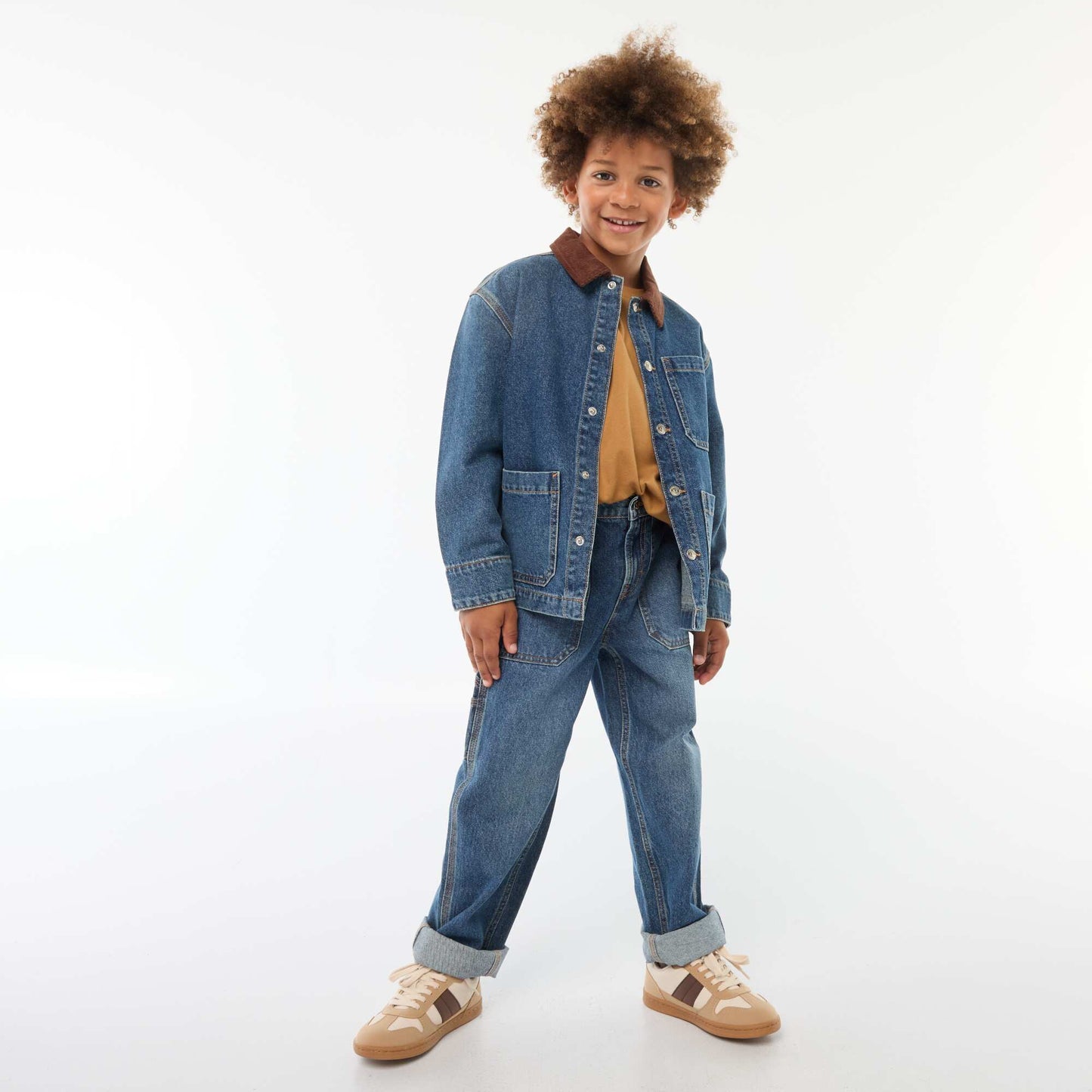 Surchemise en jean avec col en velours BLEU