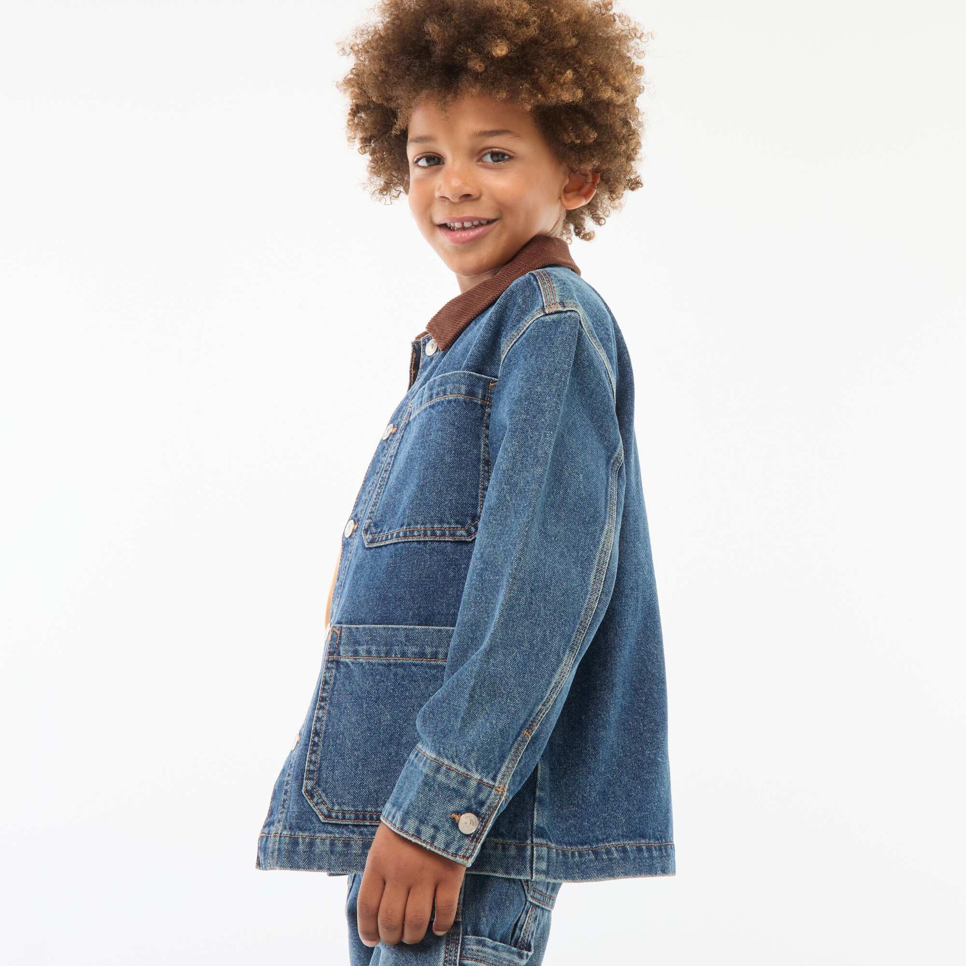 Surchemise en jean avec col en velours BLEU