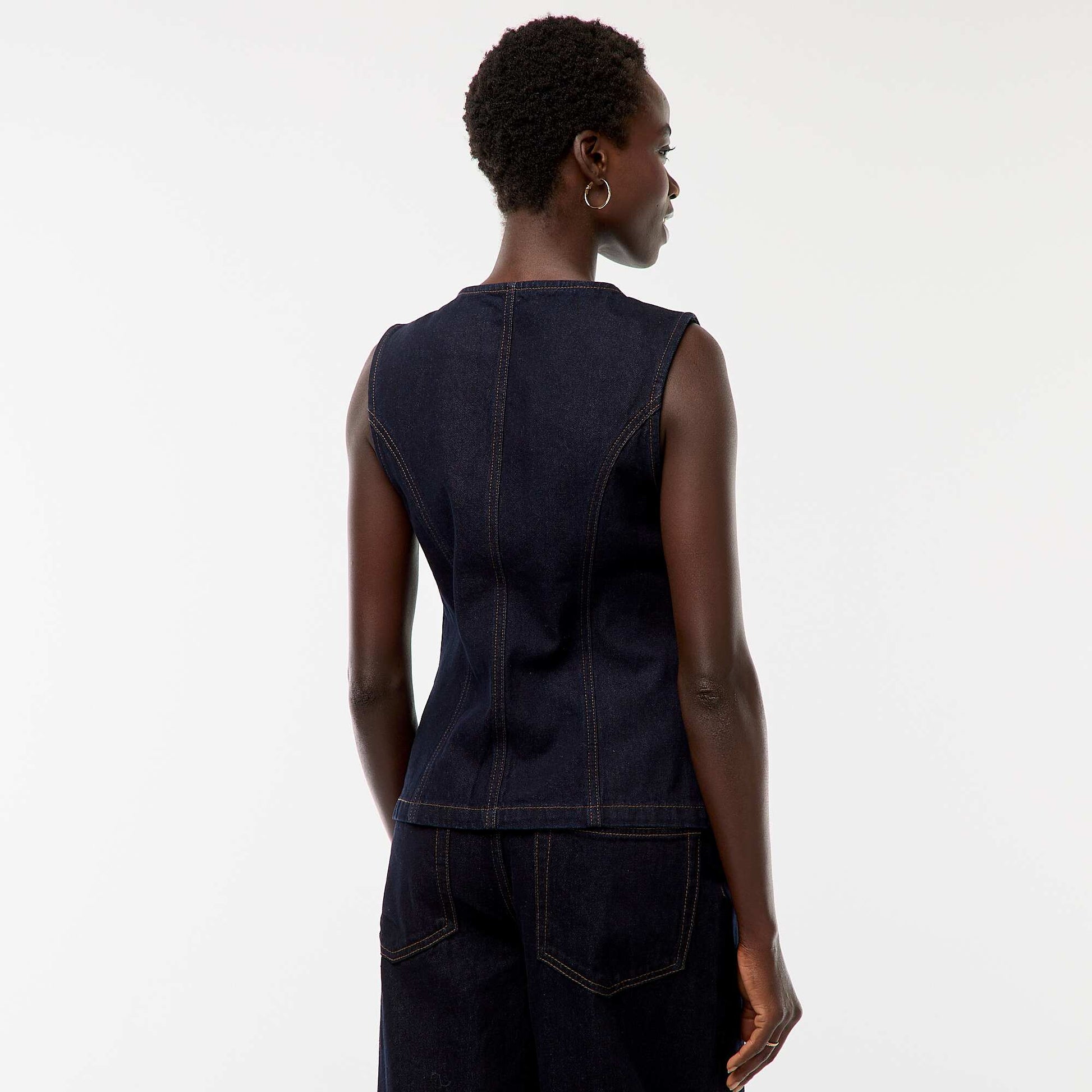 Top sans manches en denim BLEU