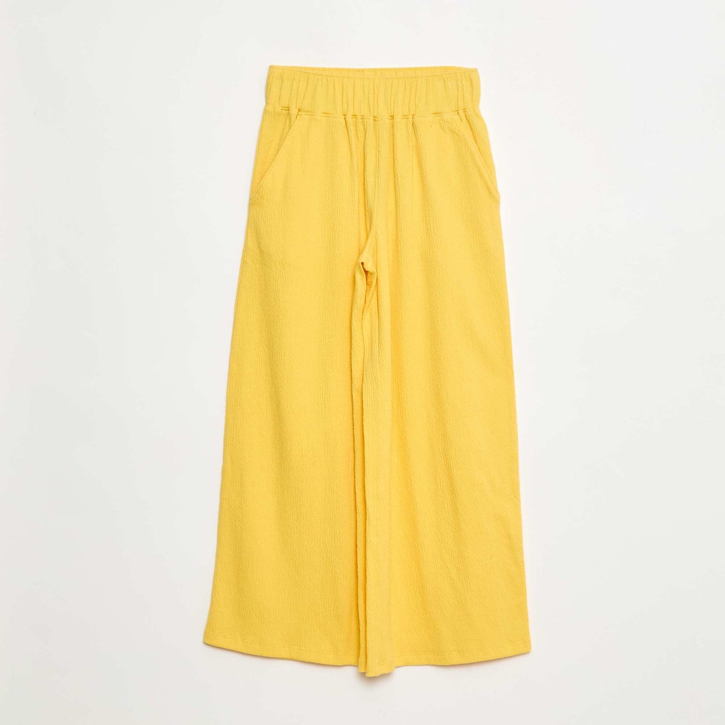 Pantalon en maille froissée coton JAUNE