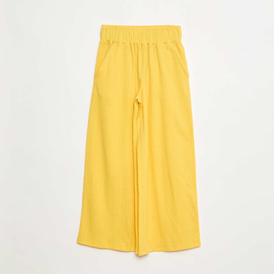 Pantalon en maille froissée coton JAUNE