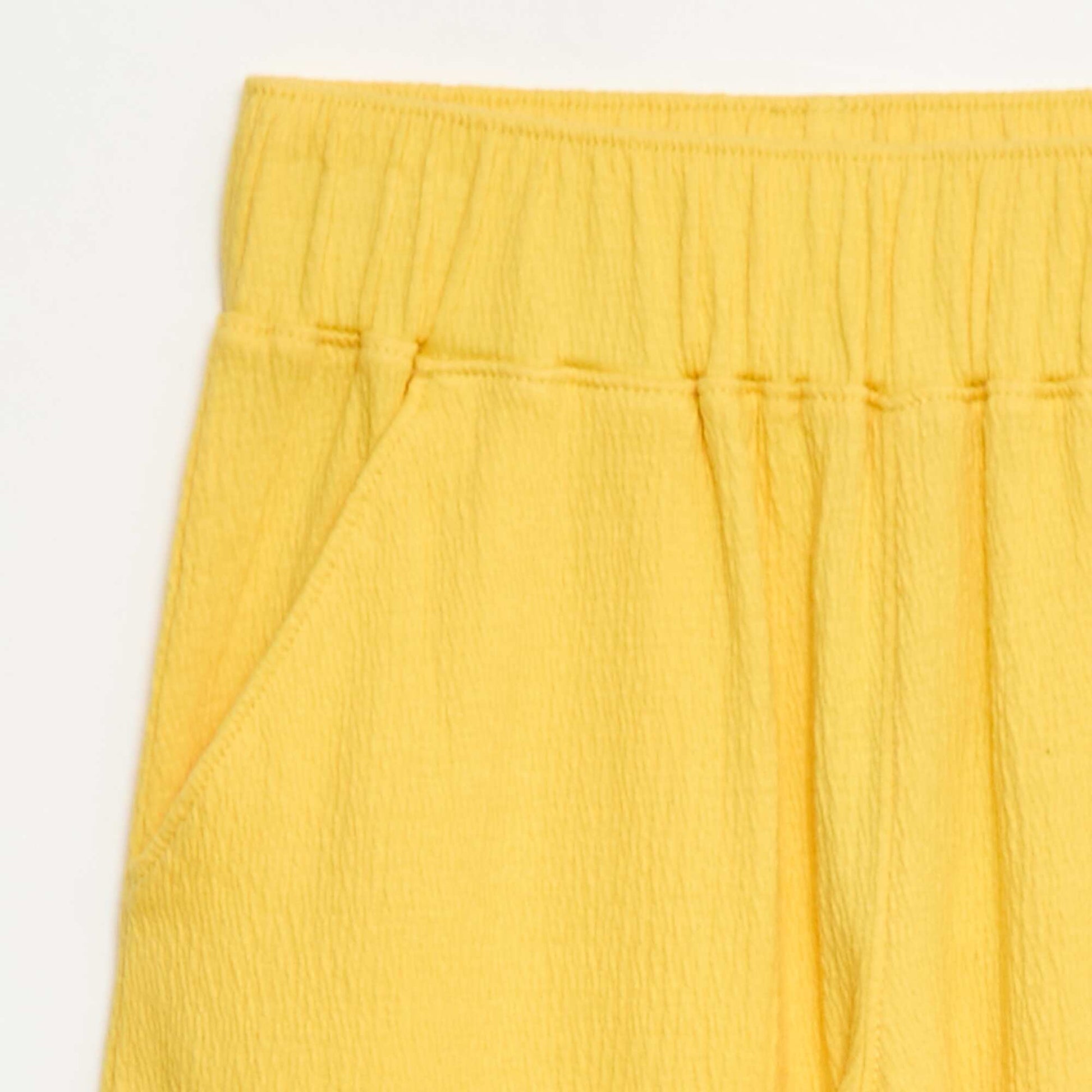 Pantalon en maille froissée coton JAUNE