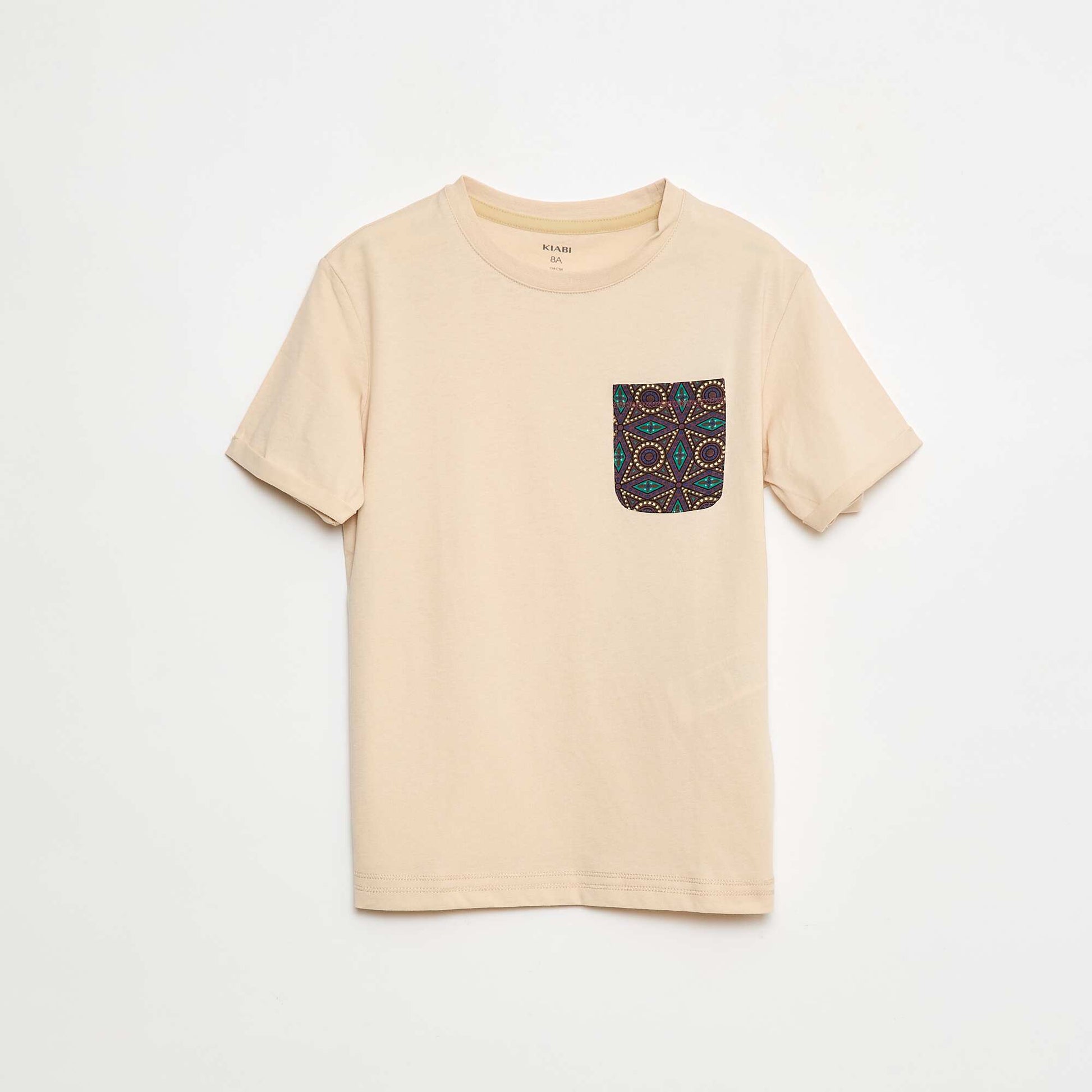 T-shirt en jersey avec poche poitrine à motif MARRON
