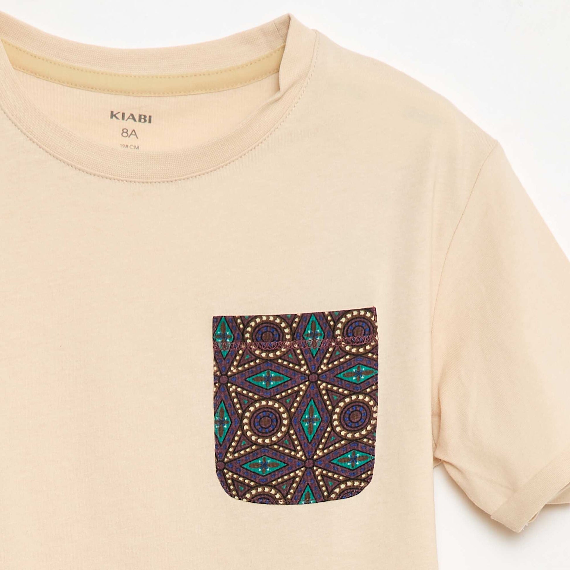 T-shirt en jersey avec poche poitrine à motif MARRON