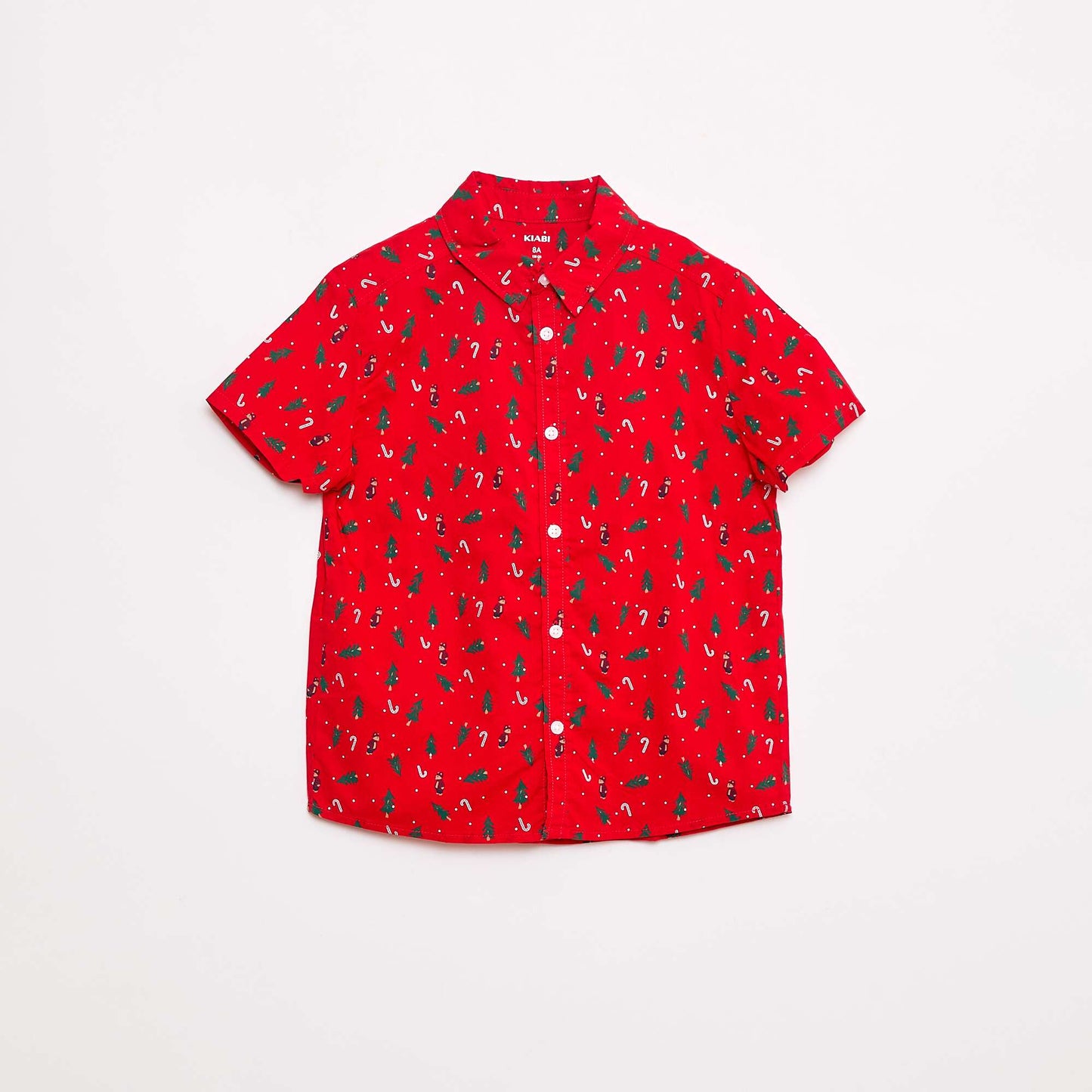 Chemise regular imprimé all-over 'Noël' en coton ROUGE