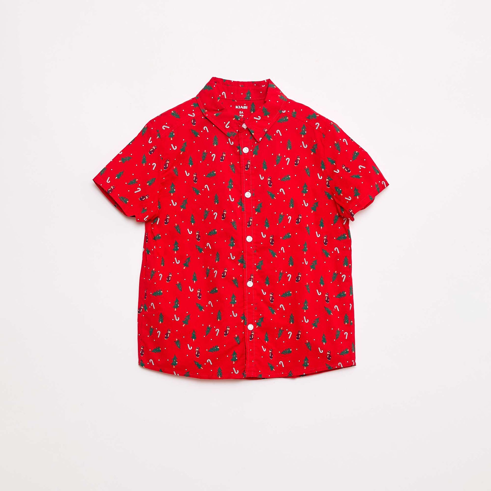 Chemise regular imprimé all-over 'Noël' en coton ROUGE