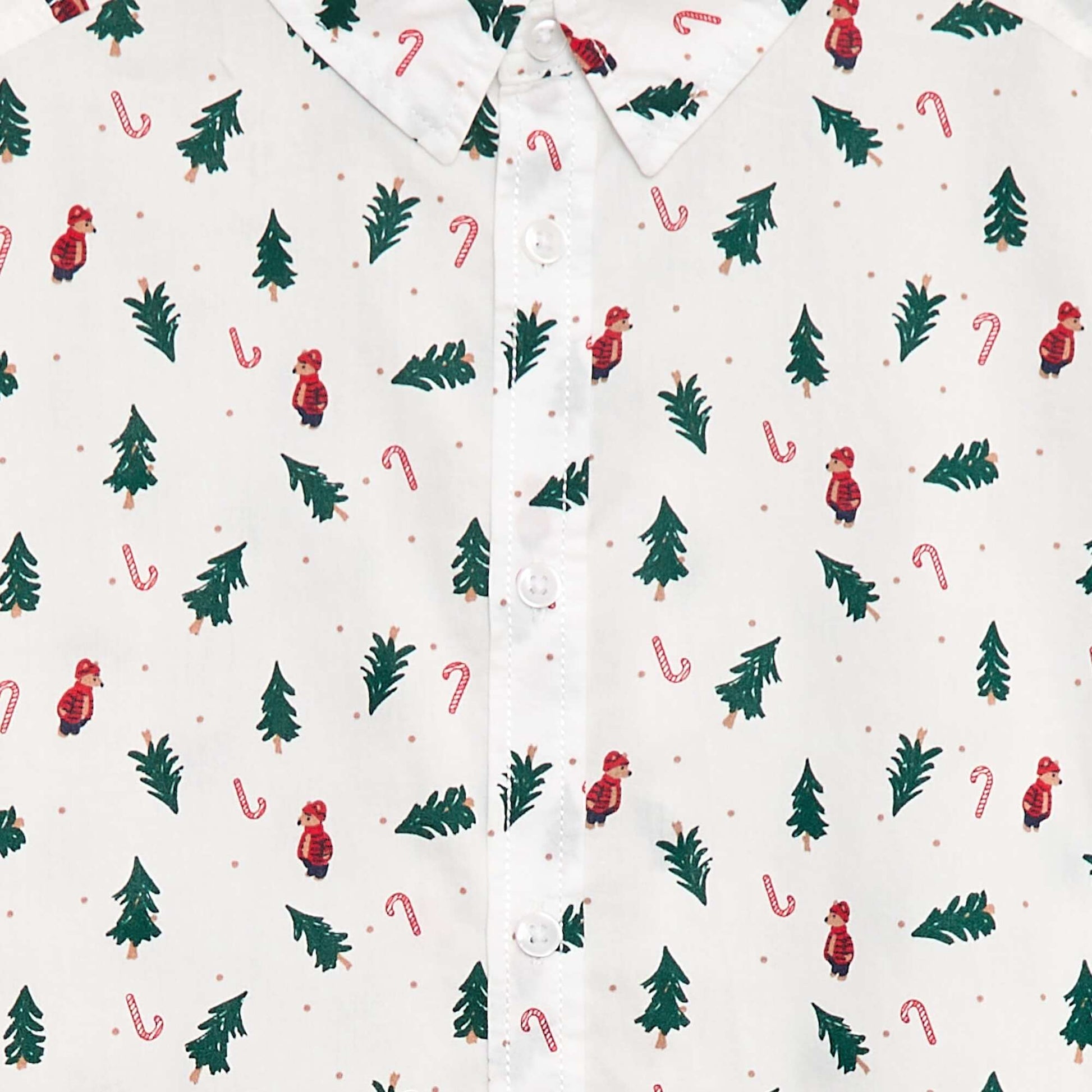 Chemise regular imprimé all-over 'Noël' en coton BLANC
