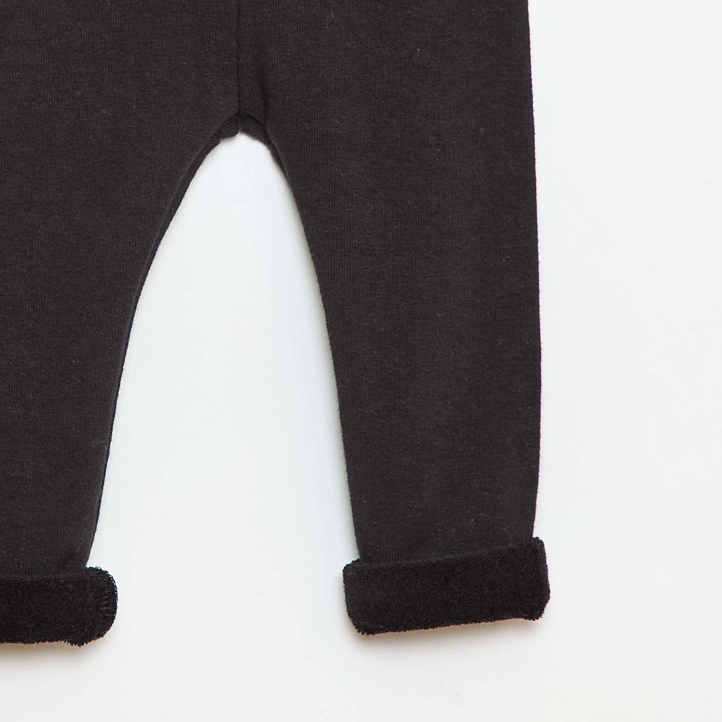 Legging tricot gratté en coton uni NOIR
