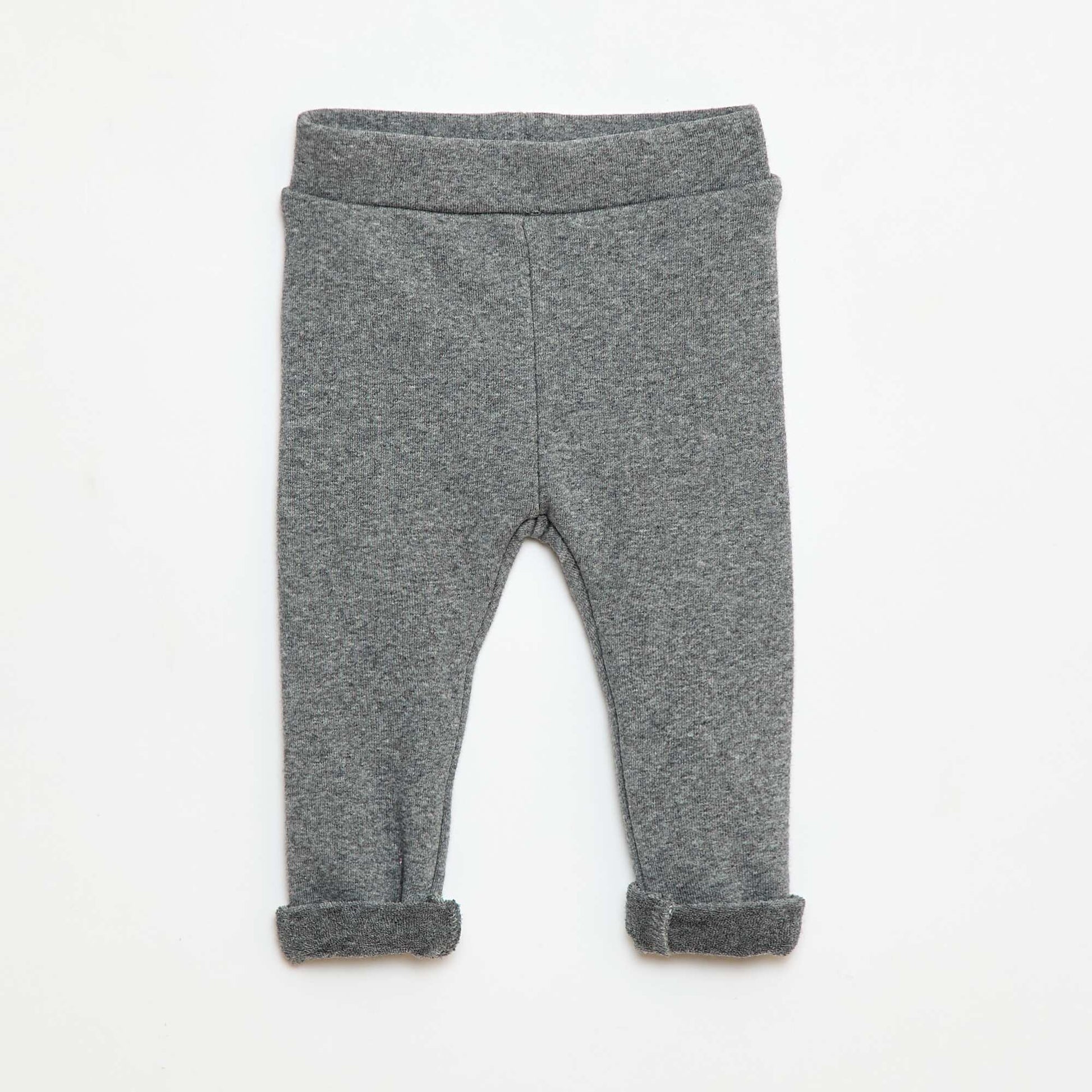 Legging tricot gratté en coton uni GRIS