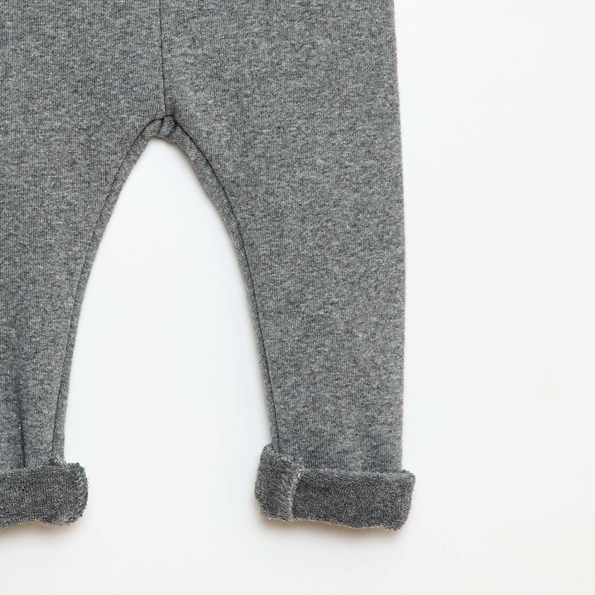 Legging tricot gratté en coton uni GRIS