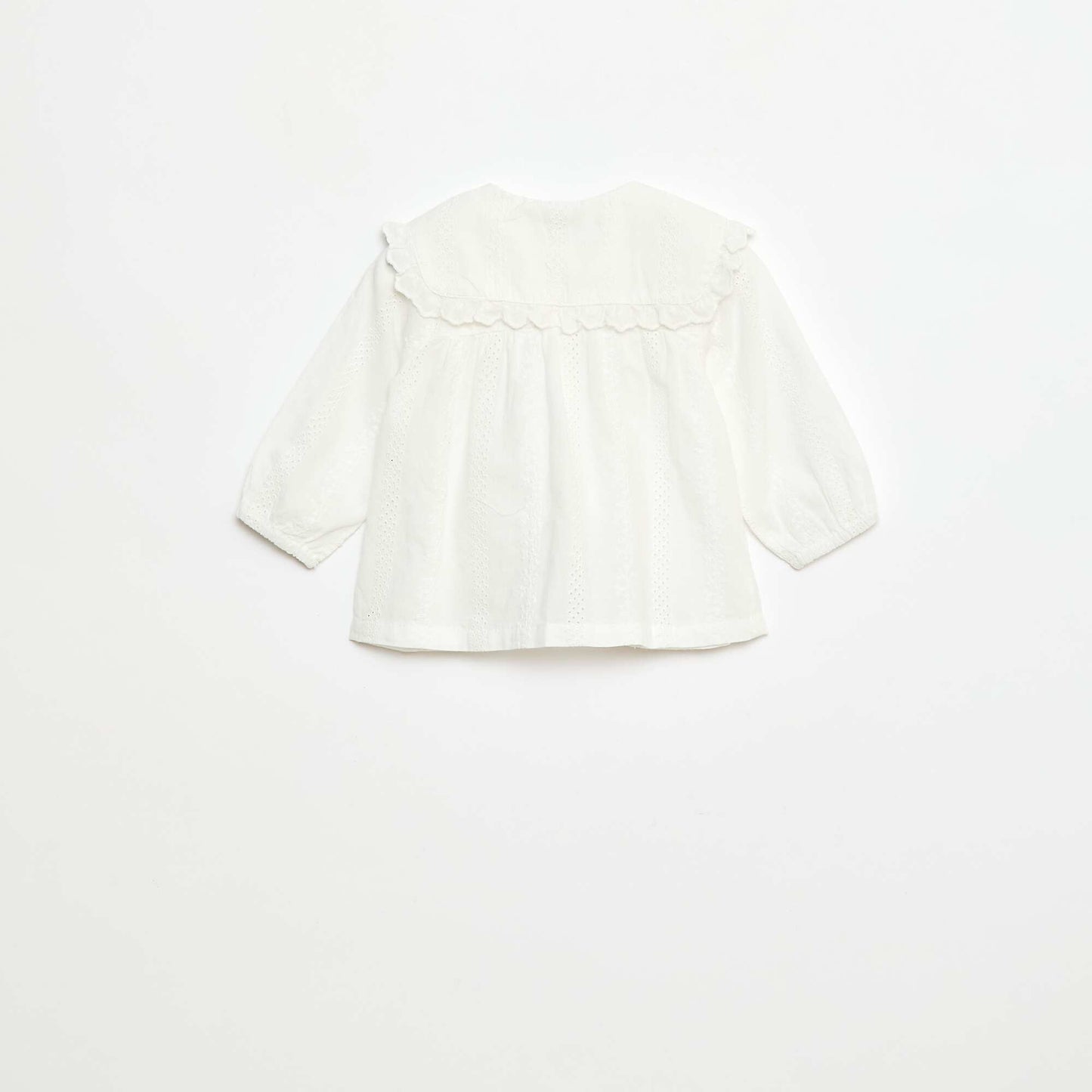 Blouse broderie anglaise en coton uni BLANC