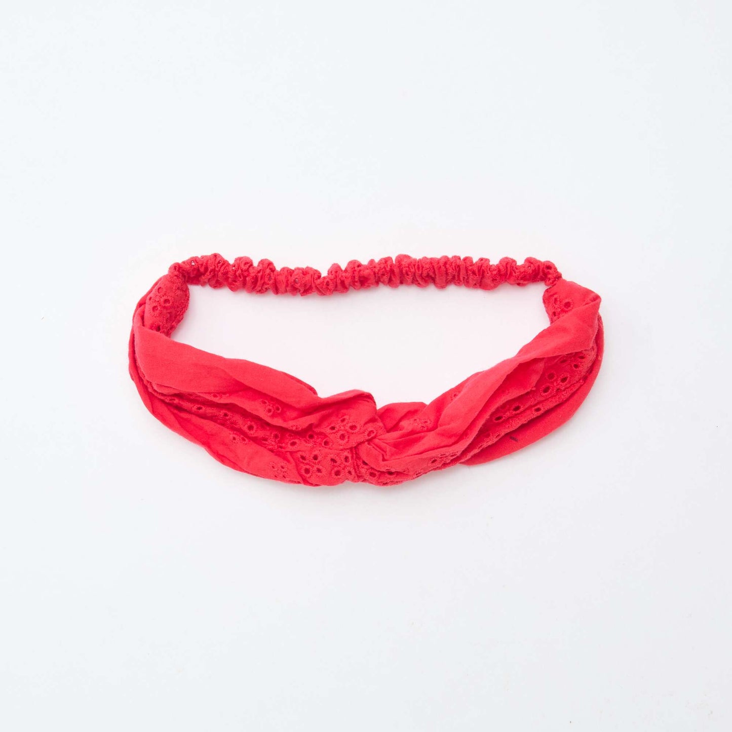 Bandeau cheveux en broderie anglaise ROUGE