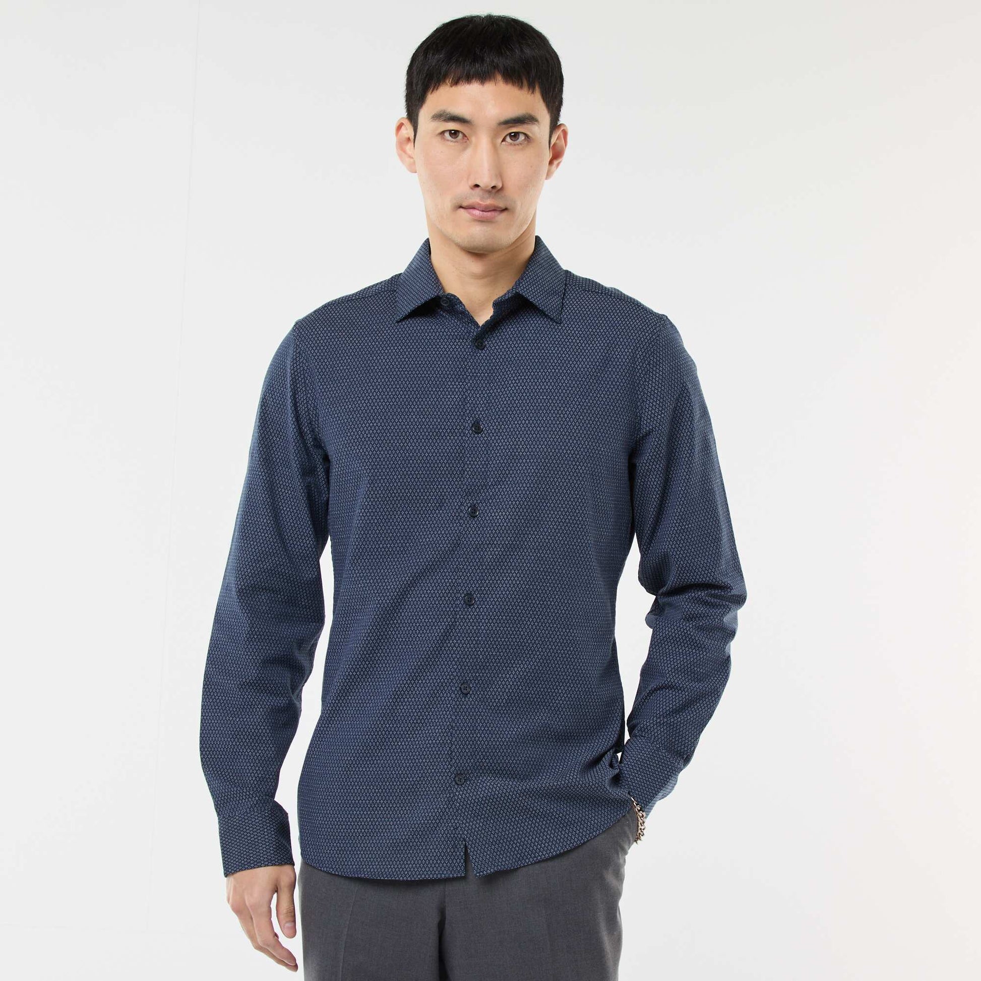 Chemise dobby coupe slim BLEU