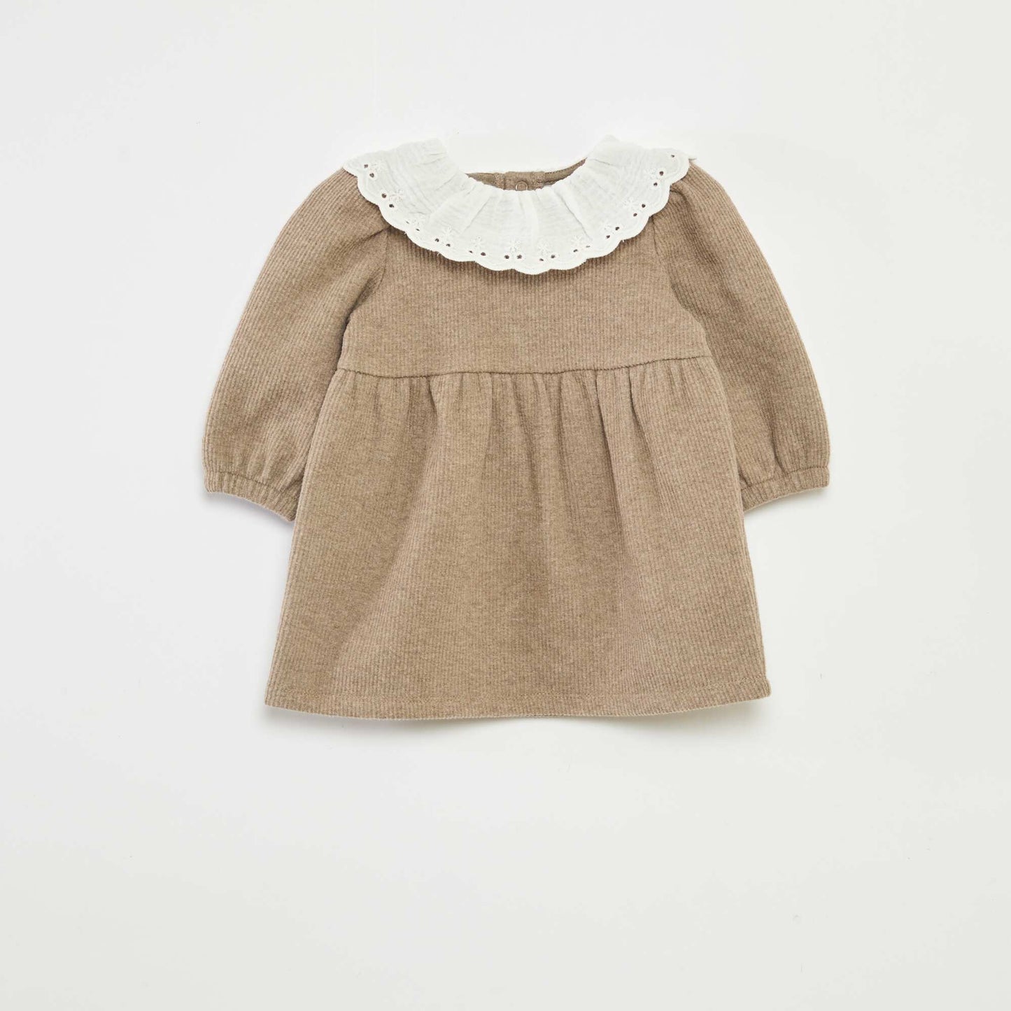 Robe interlock avec grand col gaze de coton BEIGE