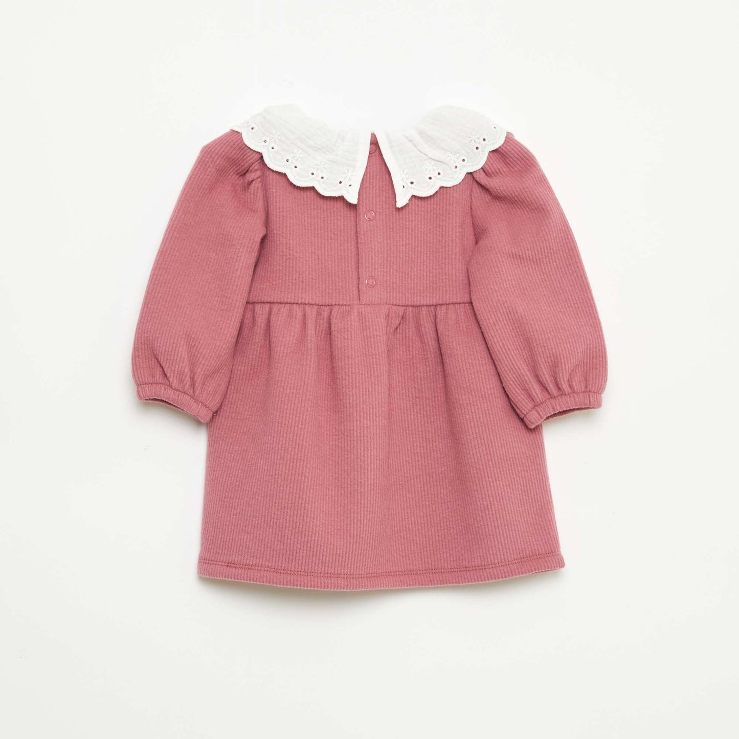 Robe interlock avec grand col gaze de coton ROSE