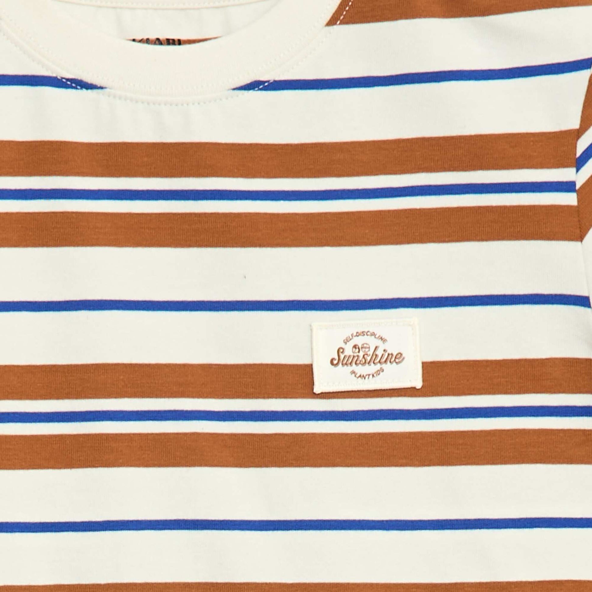 T-shirt à manches courtes et à rayures BEIGE