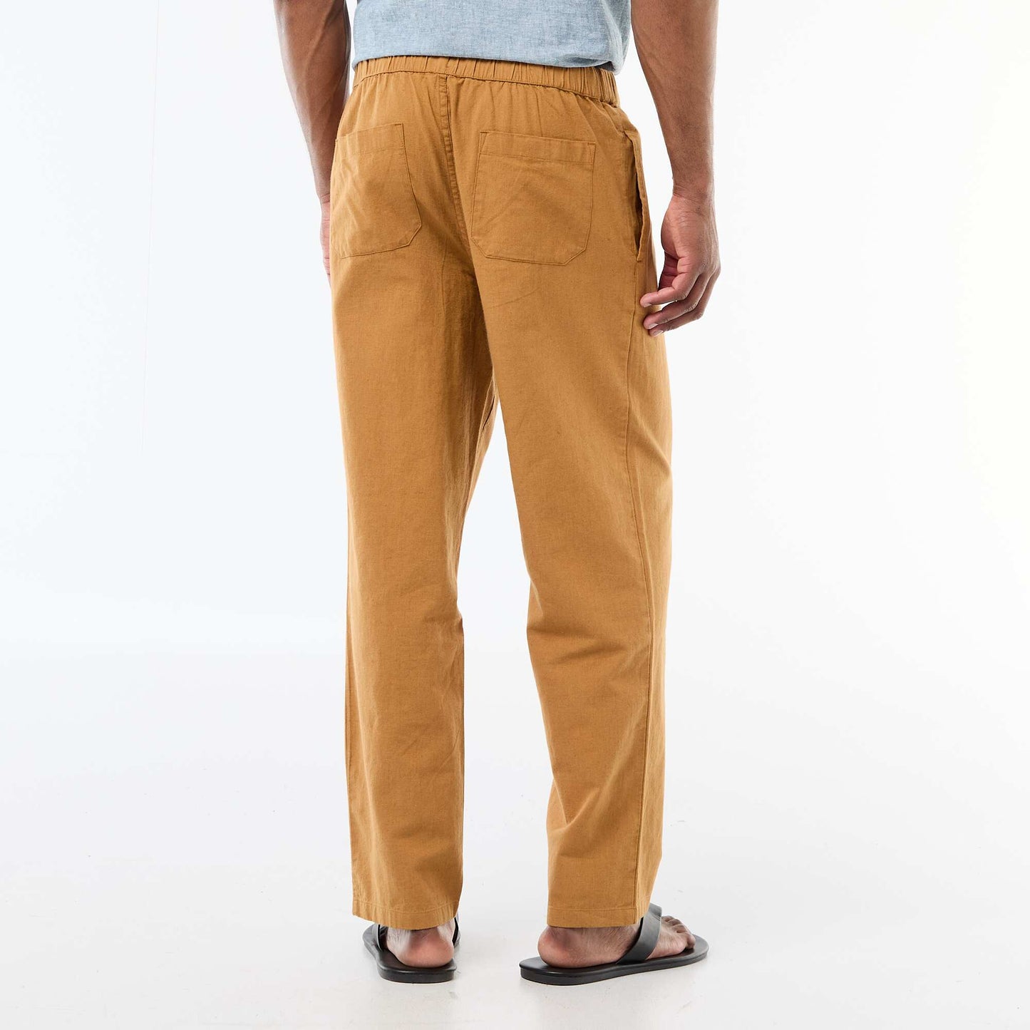 Pantalon droit léger en lin mélangé BEIGE
