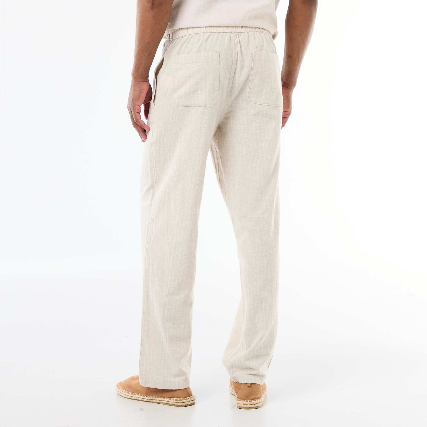 Pantalon droit léger en lin mélangé BEIGE