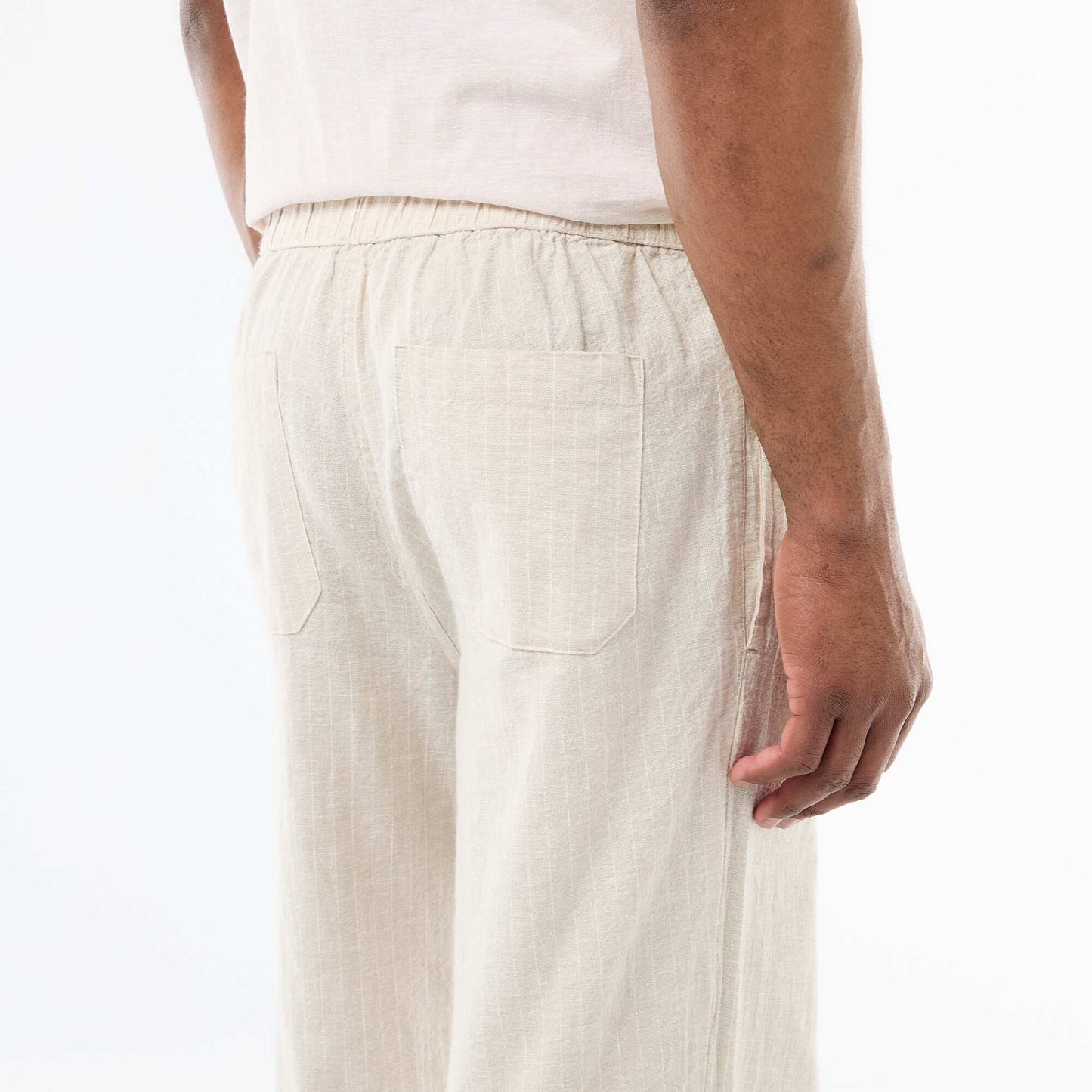 Pantalon droit léger en lin mélangé BEIGE