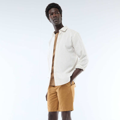 Bermuda uni en lin mélangé BEIGE