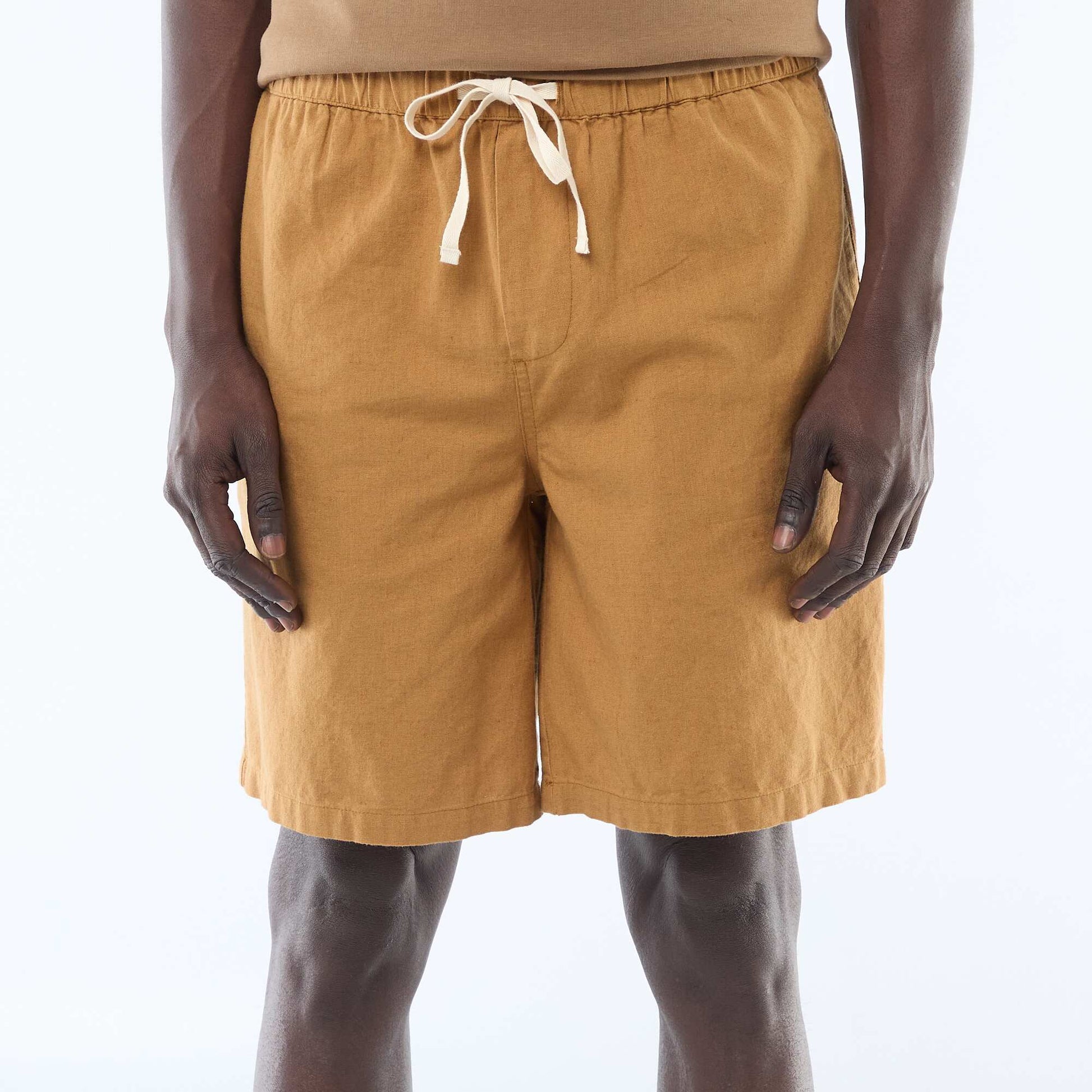 Bermuda uni en lin mélangé BEIGE