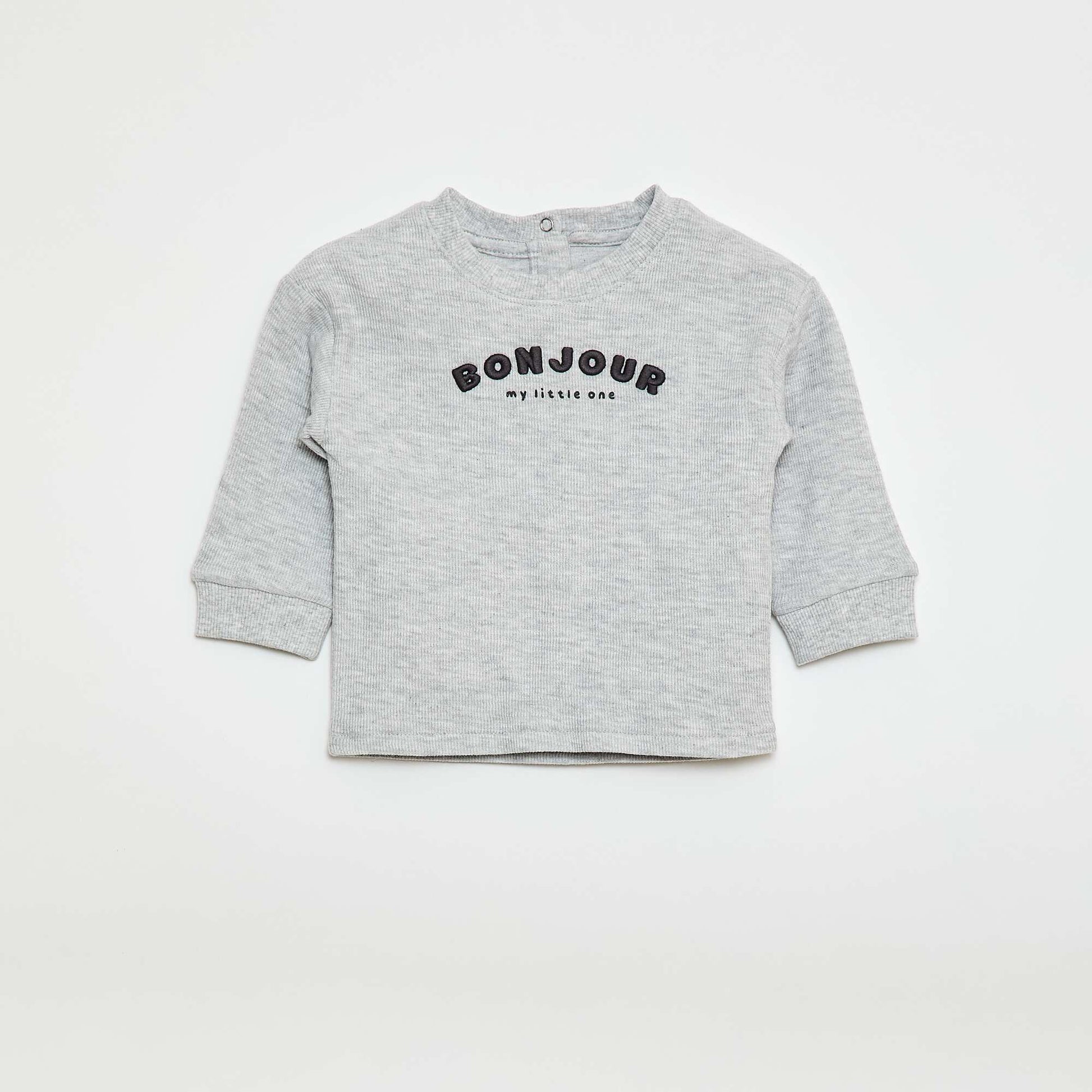 Pull léger en coton stretch avec imprimé GRIS