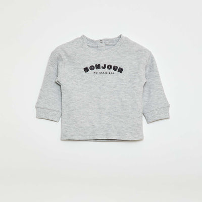 Pull léger en coton stretch avec imprimé GRIS