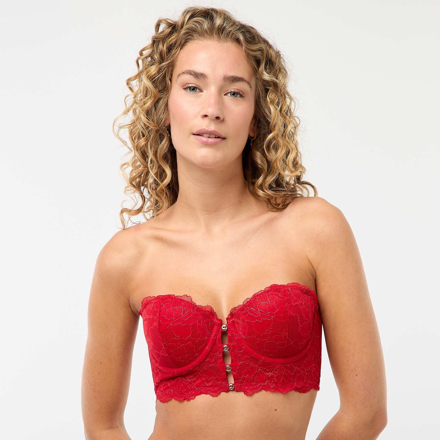 Soutien-gorge bustier en dentelle ROUGE