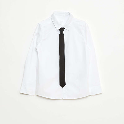 Ensemble chemise + Cravate en popeline à scratch - 2 pièces BLANC