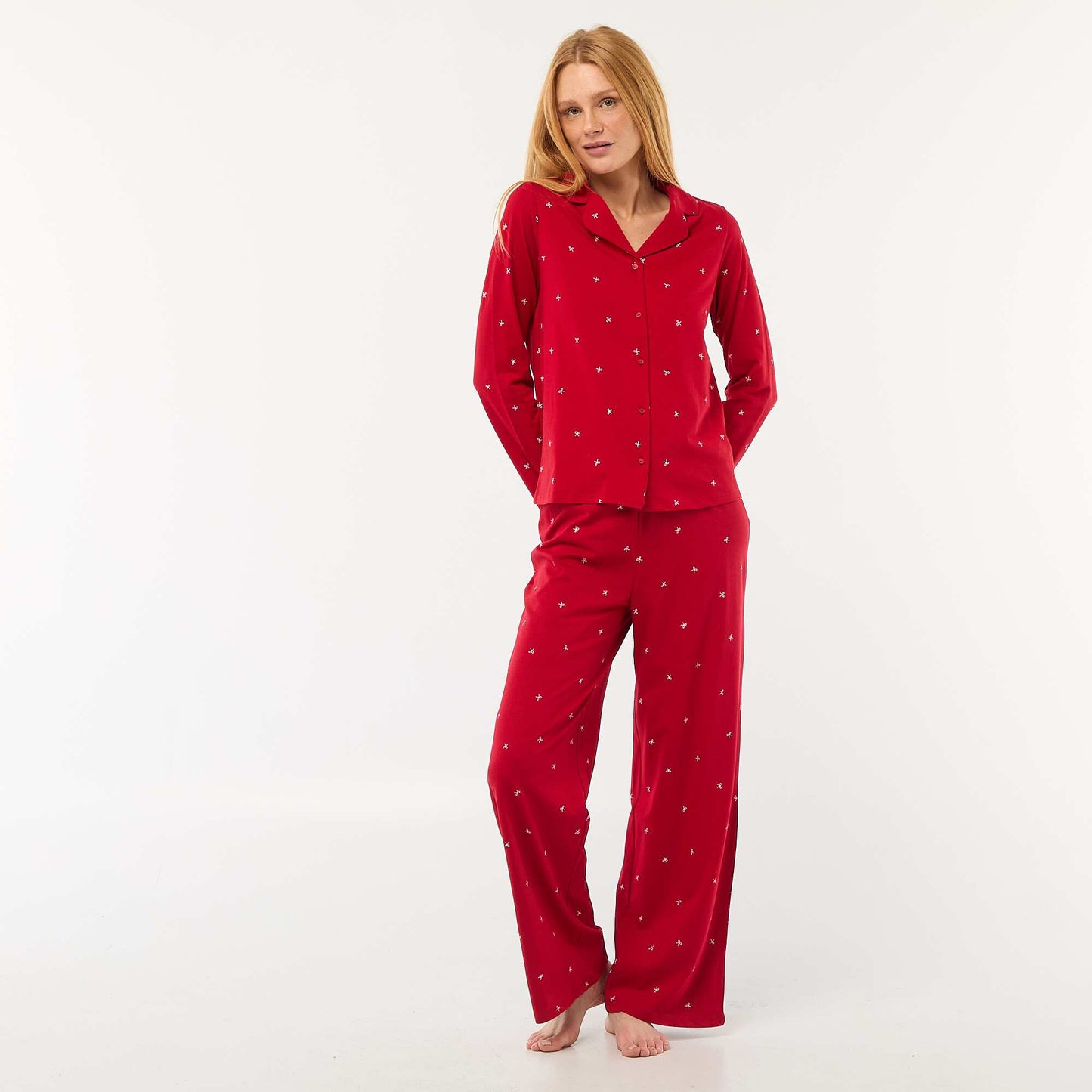 Ensemble pyjama imprimé noeud - 2 pièces ROUGE