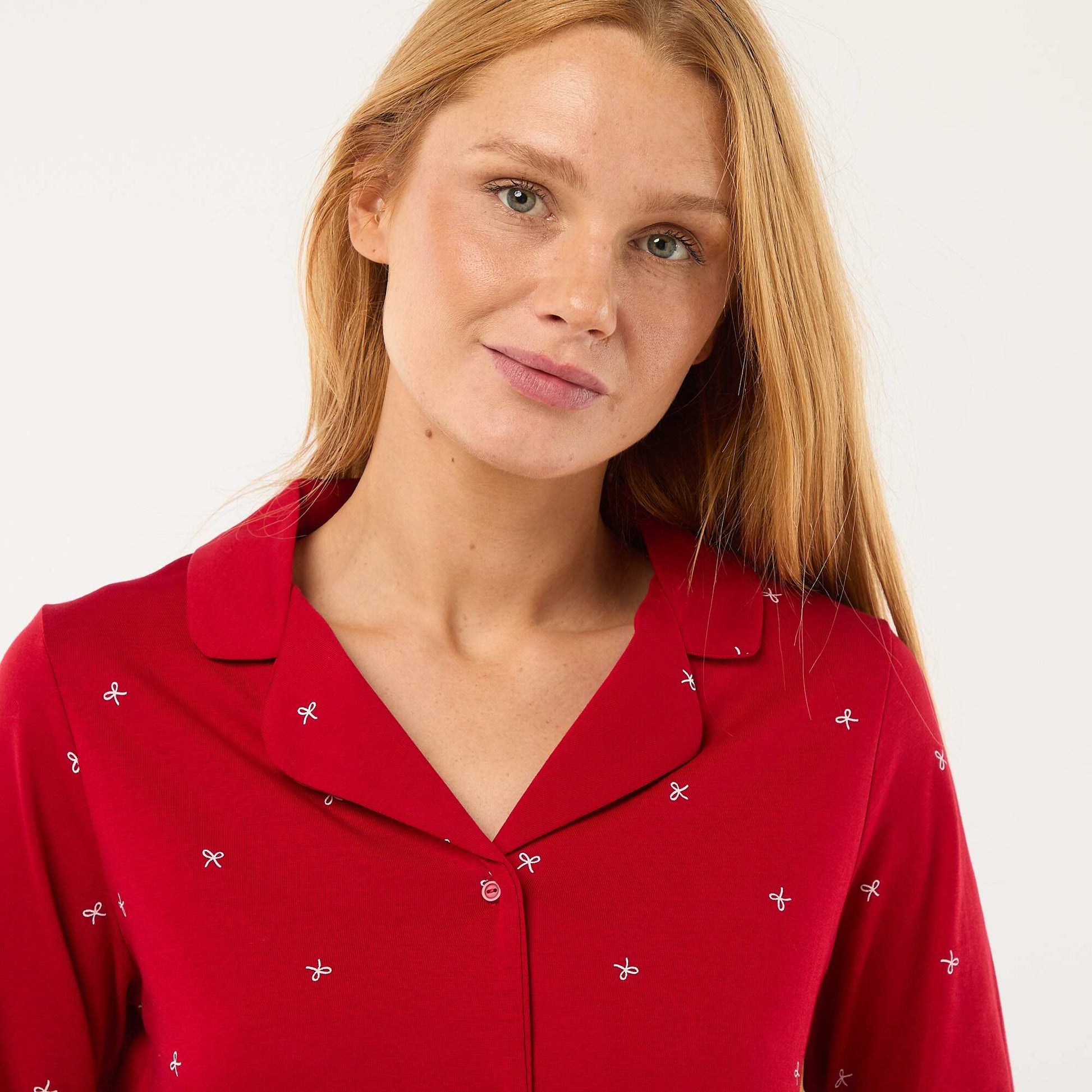 Ensemble pyjama imprimé noeud - 2 pièces ROUGE