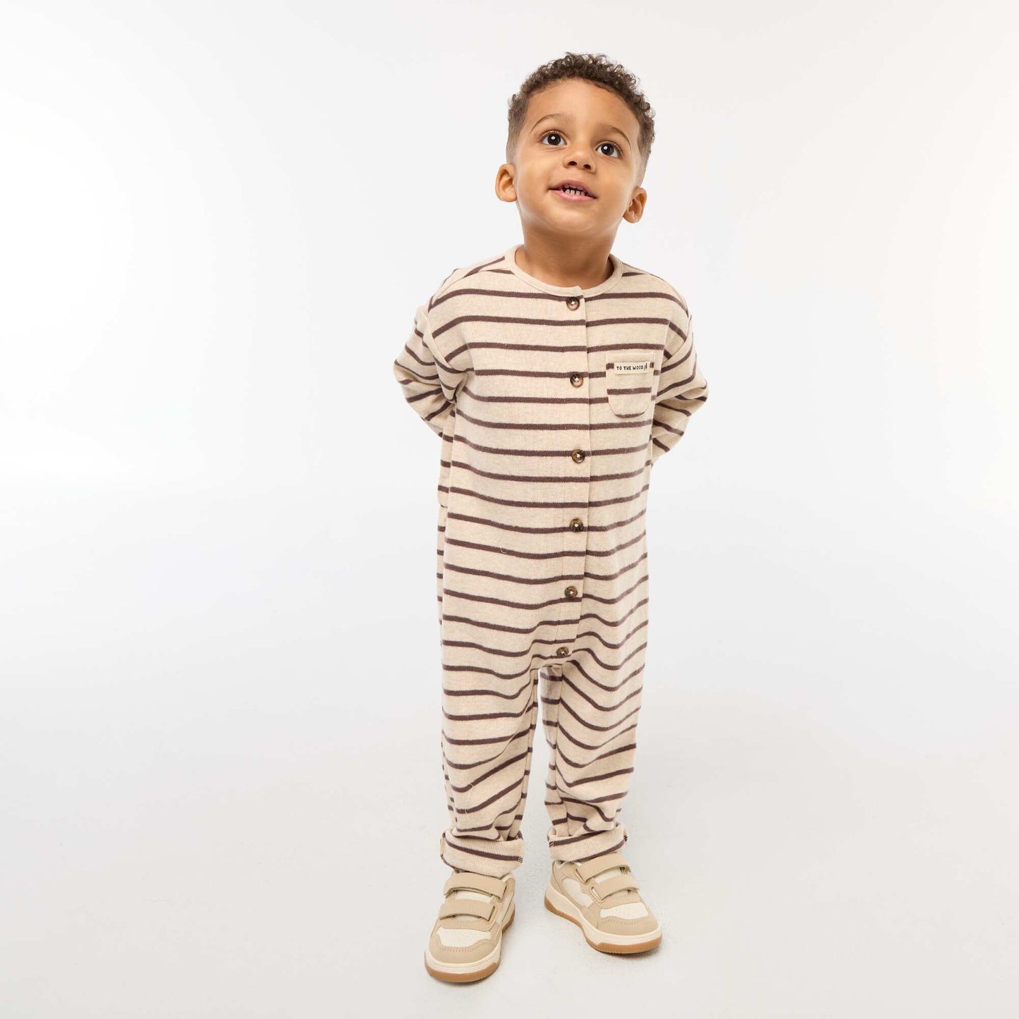 Combinaison longue en maille doudou MARRON
