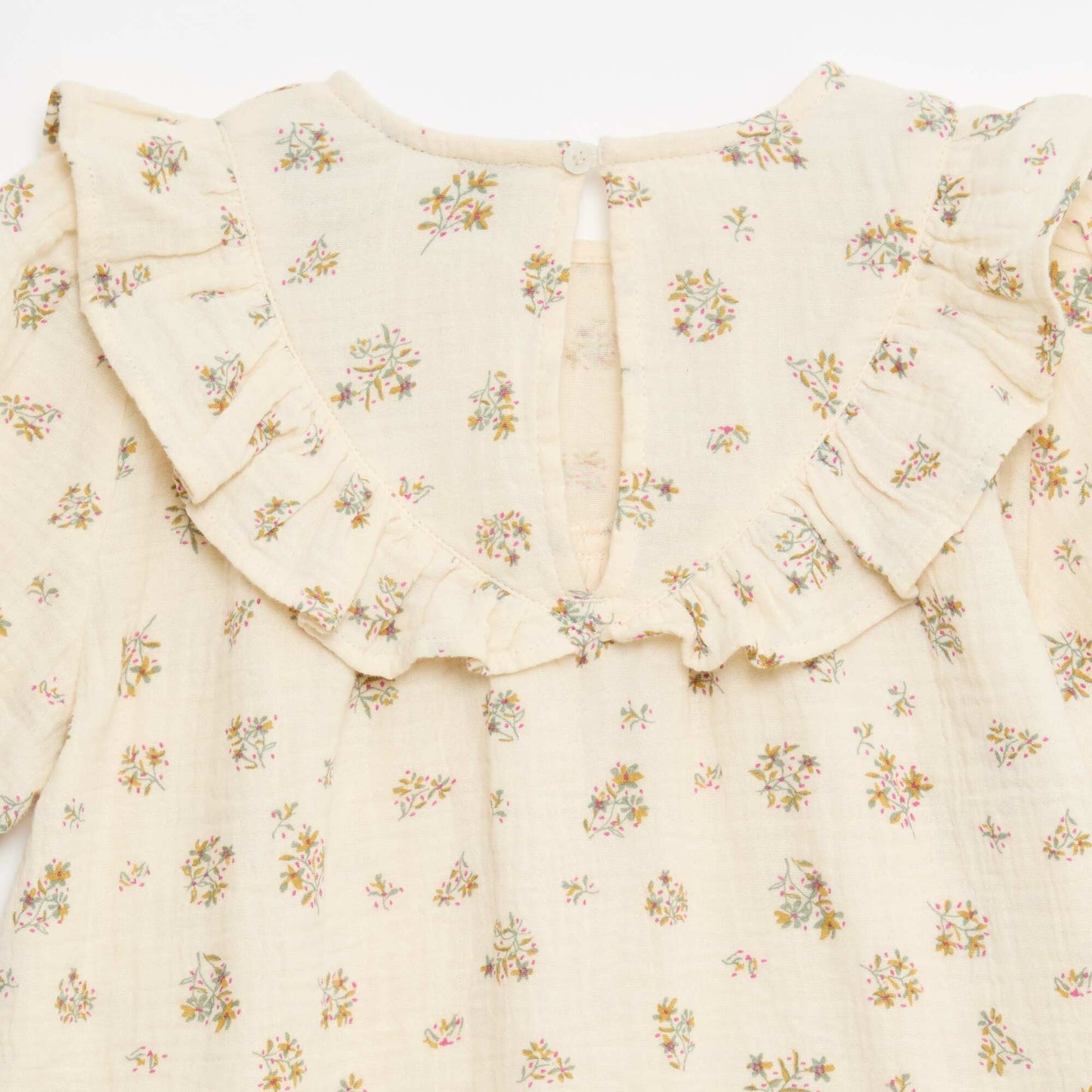 Blouse à col rond et plastron volantée BEIGE