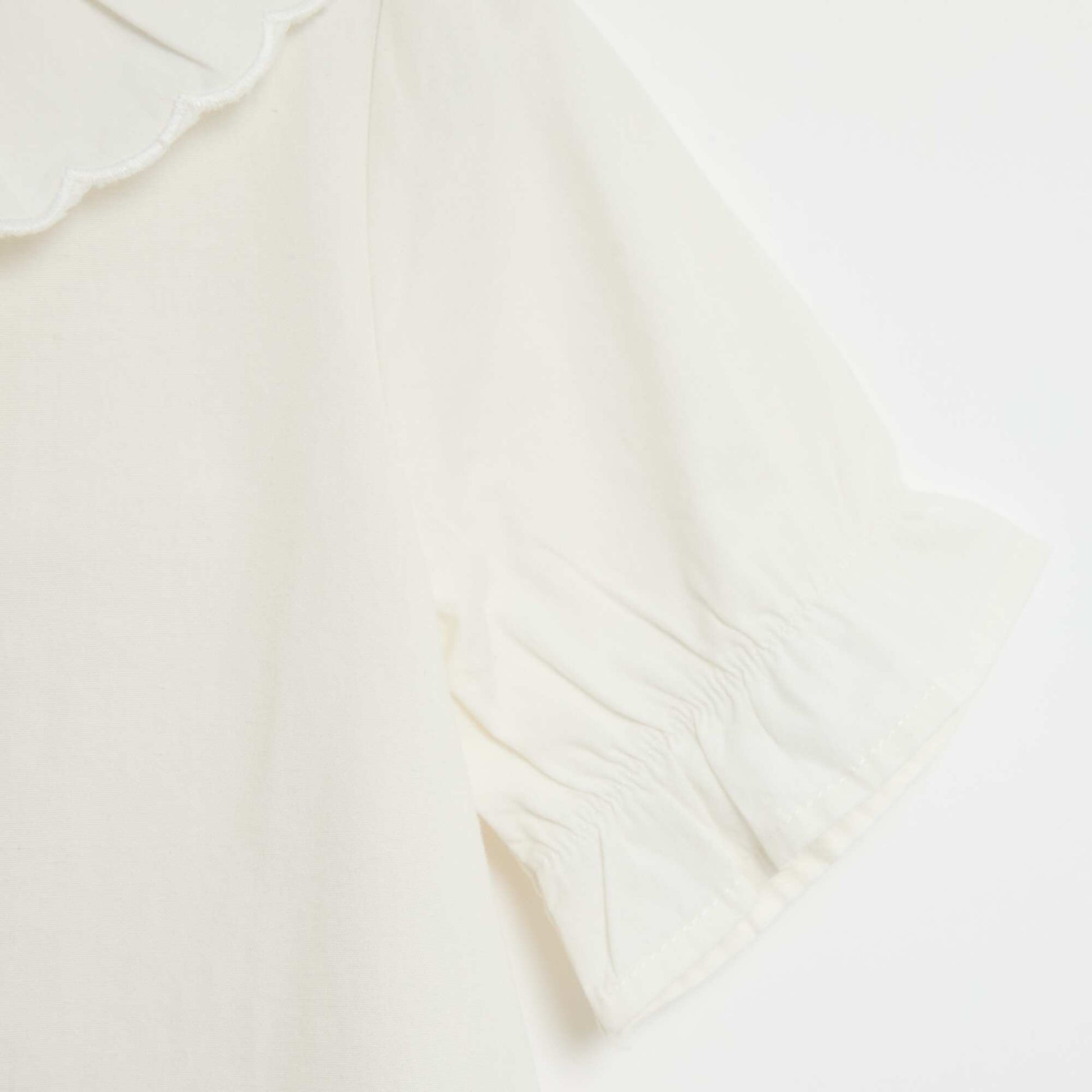 Blouse unie à collerette en coton uni BLANC
