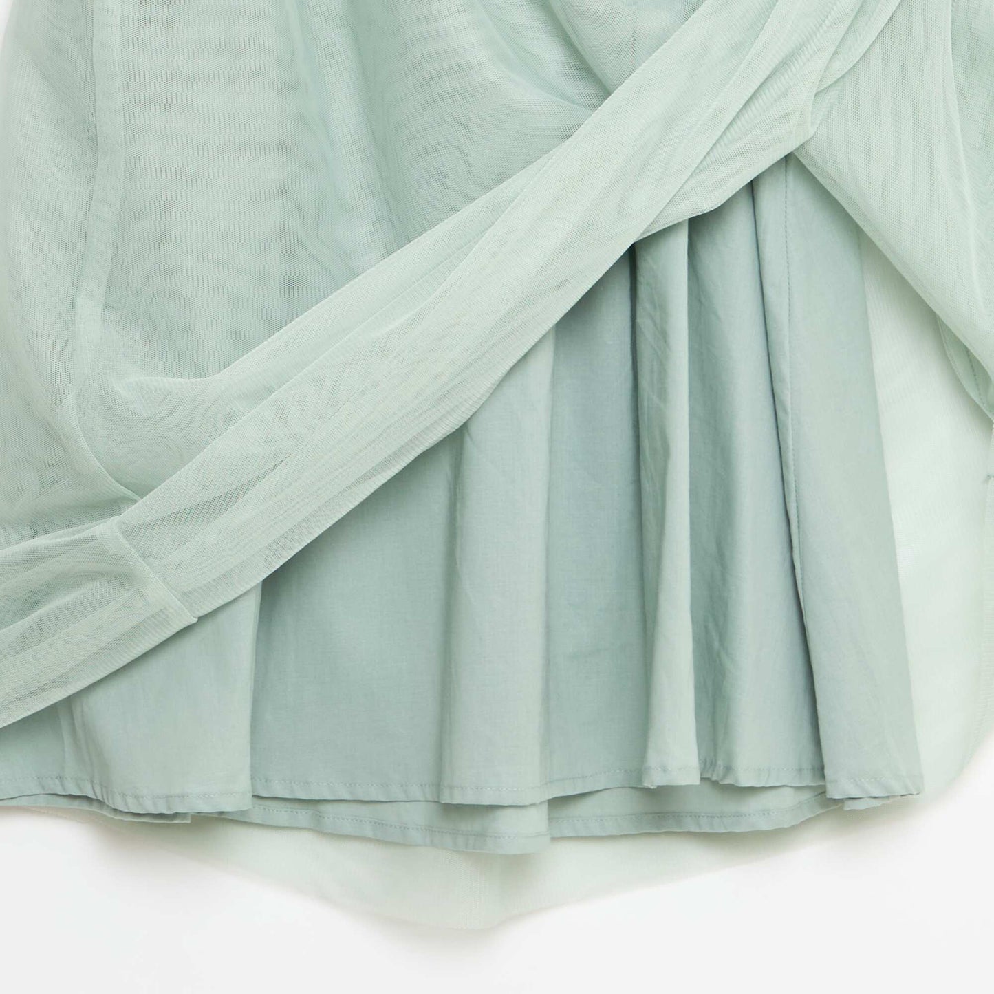 Robe à bretelles en tulle avec fleurs 3D VERT