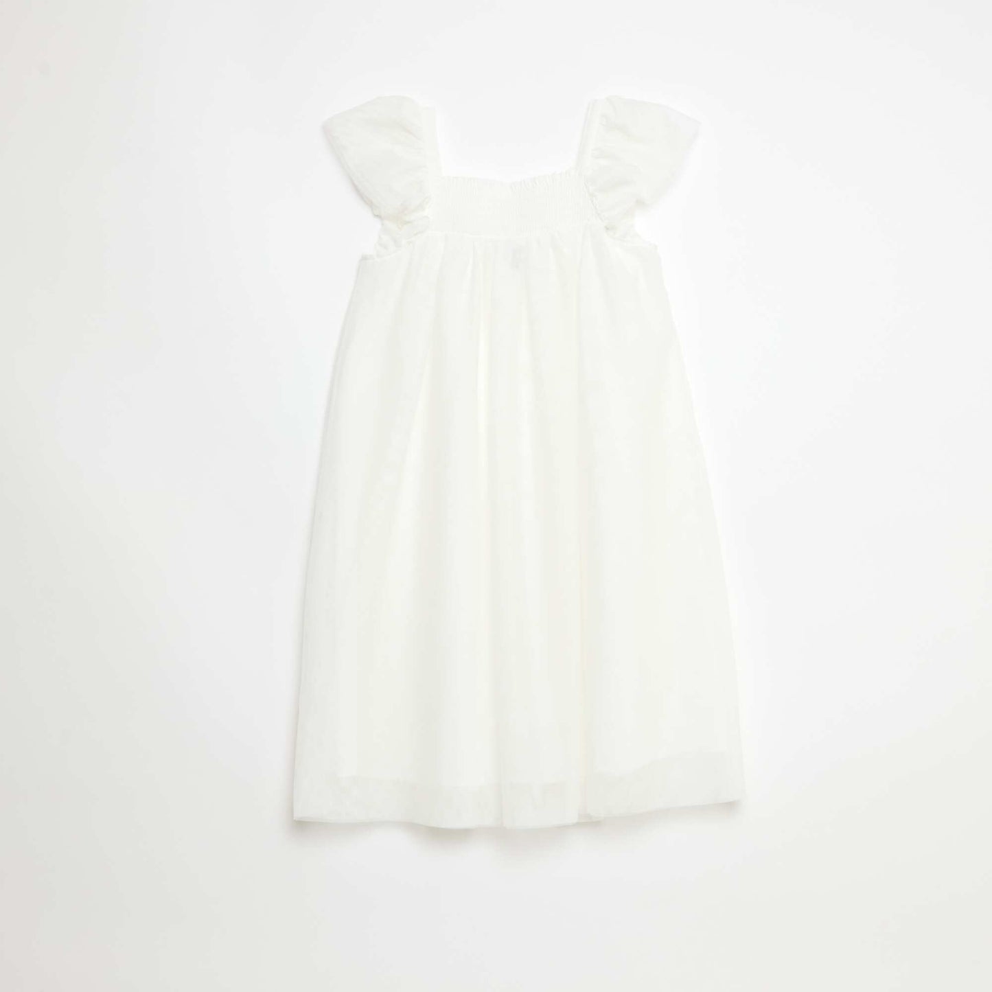 Robe à bretelles en tulle avec fleurs 3D BLANC