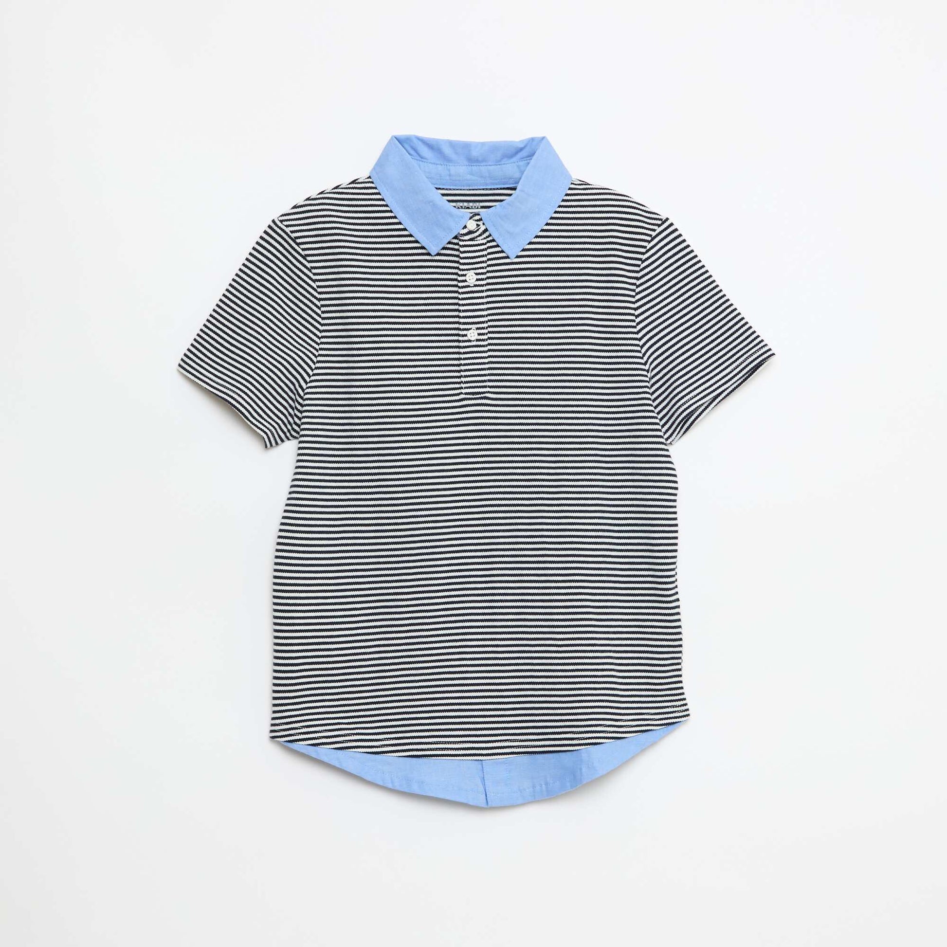Polo piqué 2 en 1 rayé en coton BLANC