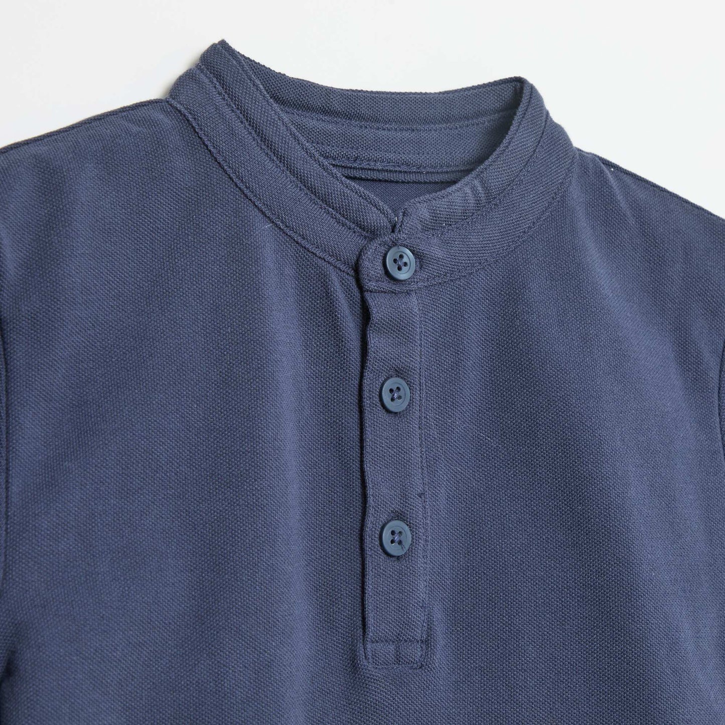 T-shirt piqué tunisien en coton uni BLEU